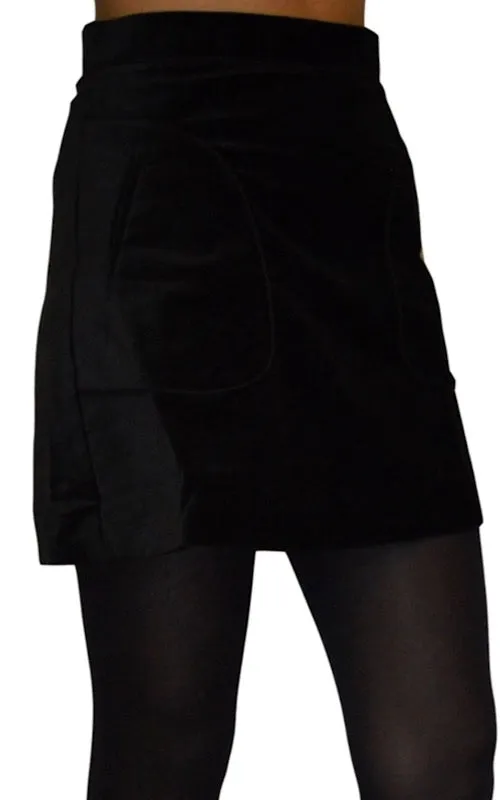 A Line 60s Retro Black Velvet Mini Skirt