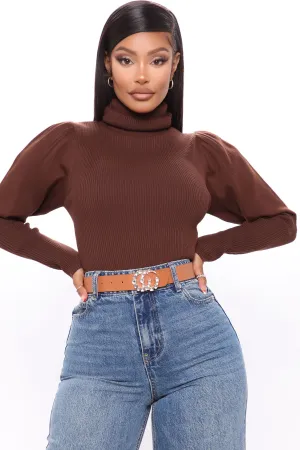 Adored By You Turtleneck Sweater - Brown