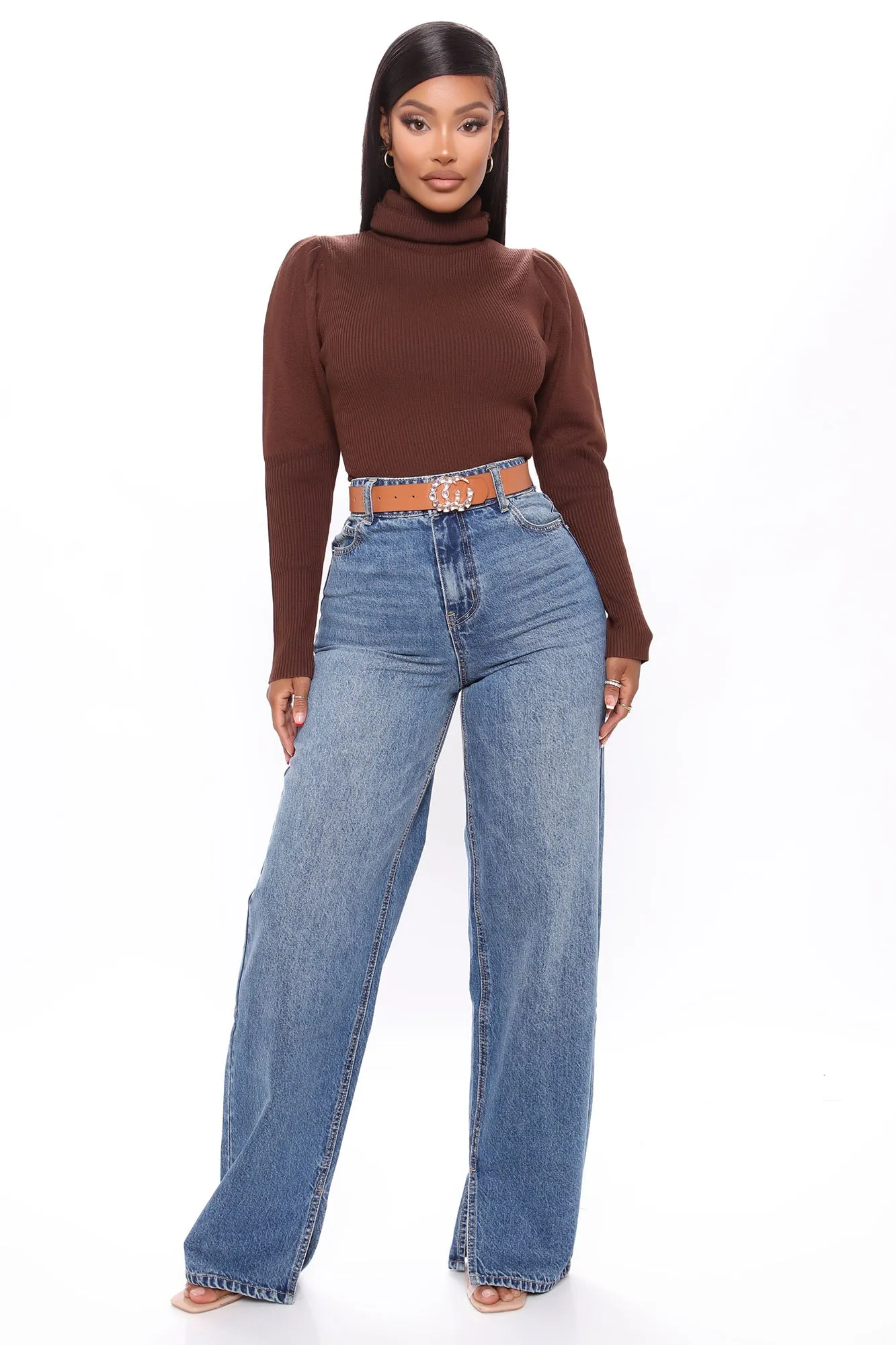 Adored By You Turtleneck Sweater - Brown