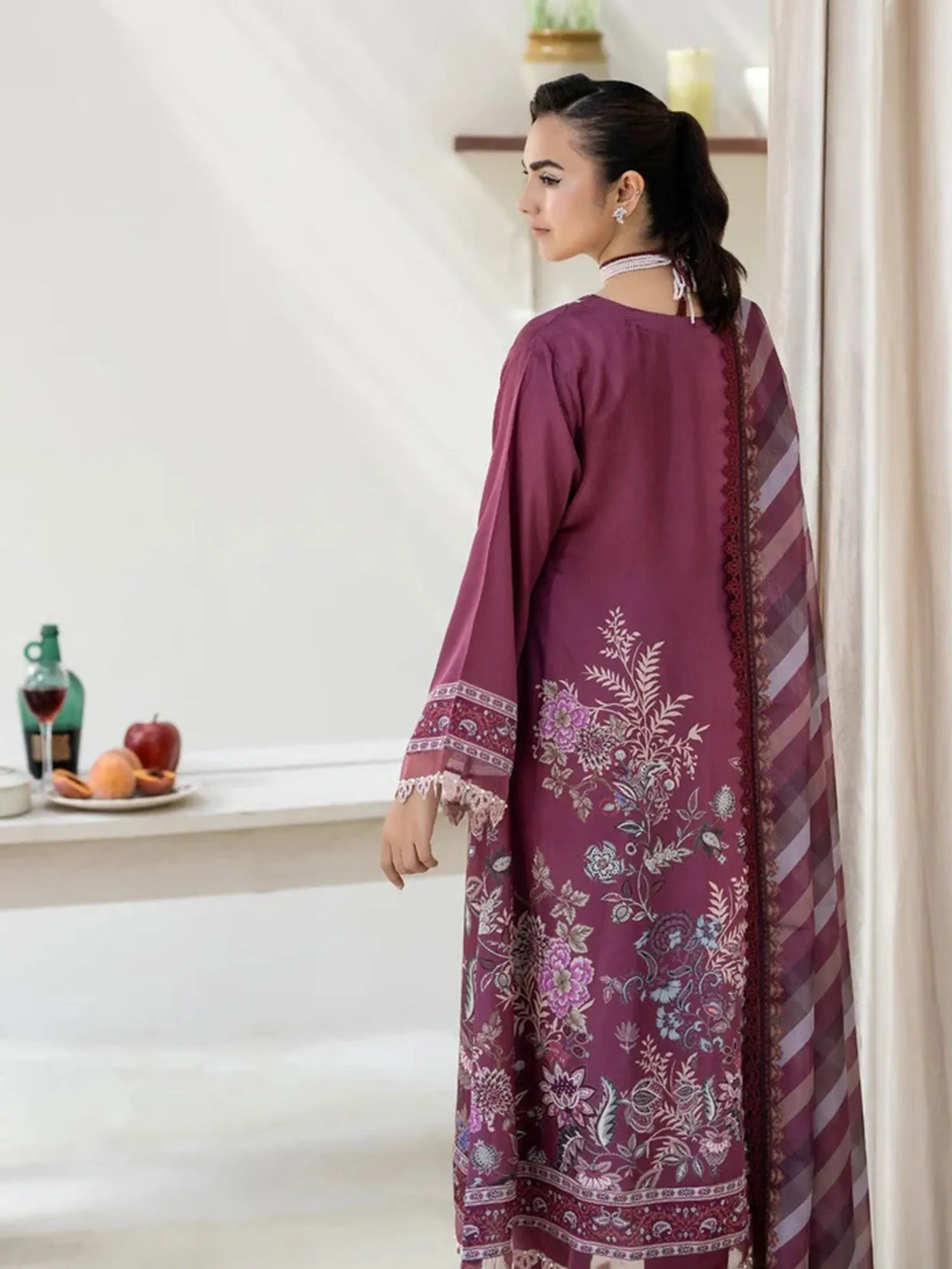 Ally's Plum Shamoz Silk Embroidered 3-Piece Suit (DGP-241)