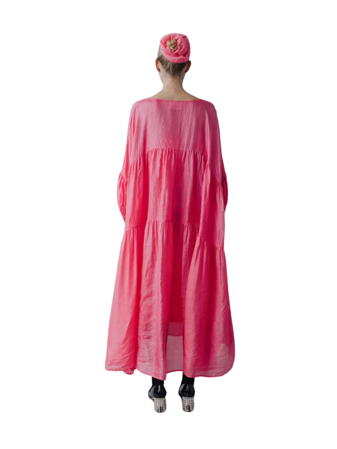 Pink Fluorescent Anaak Airi Tussar Maxi Dress