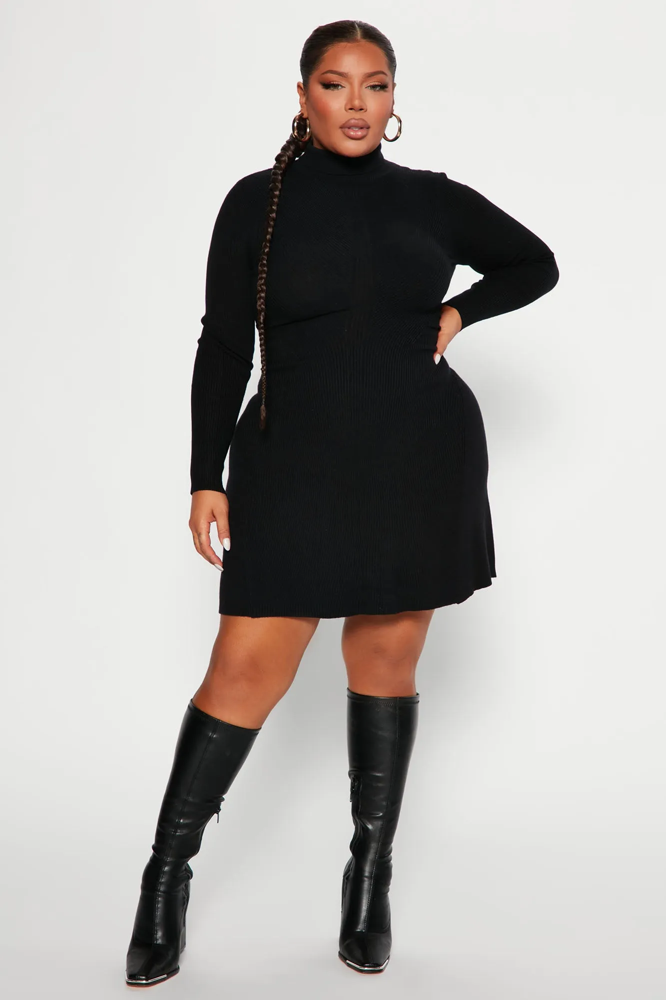 Arissa Sweater Mini Dress - Black