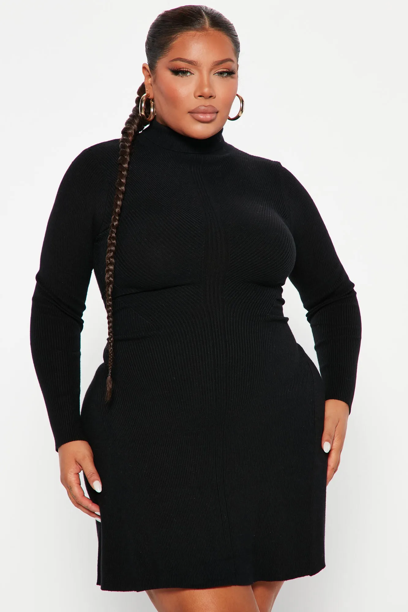 Arissa Sweater Mini Dress - Black