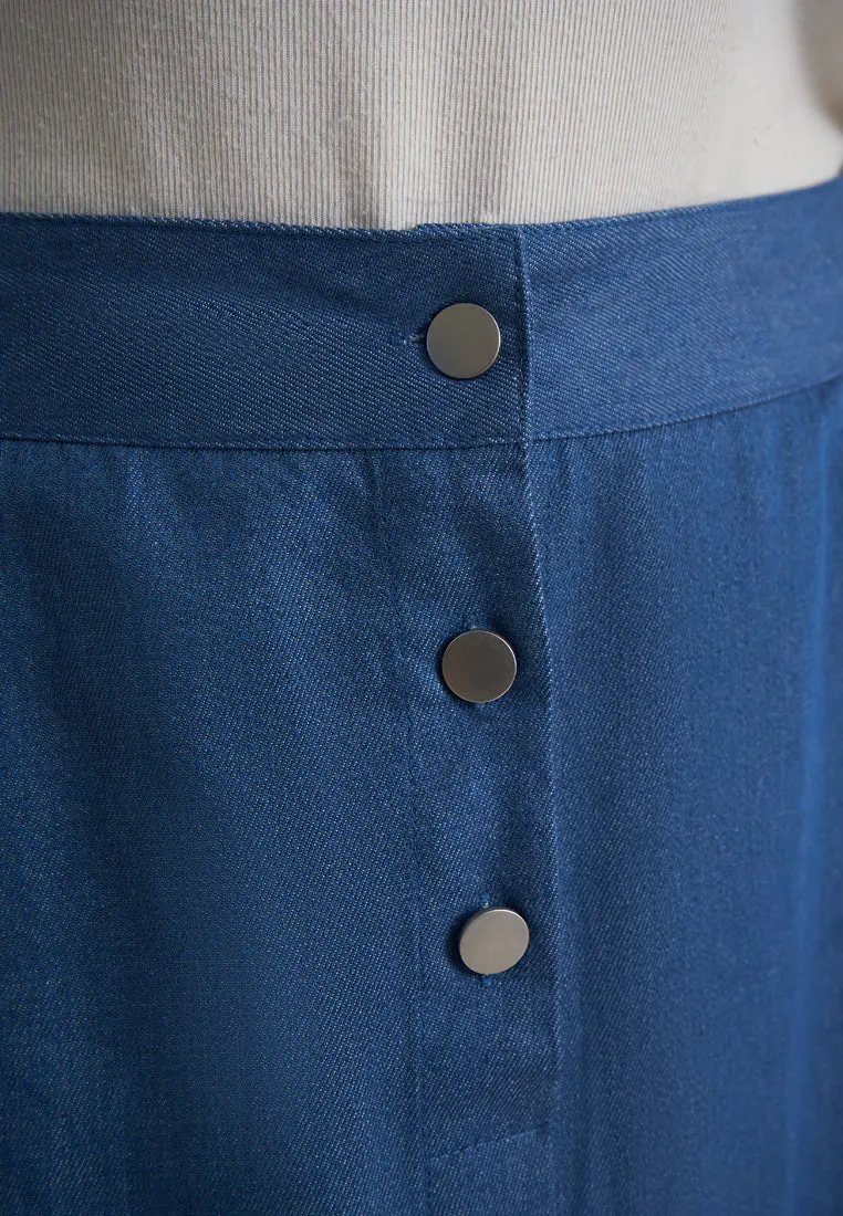 Atifa Front Button A-Line Denim Skirt