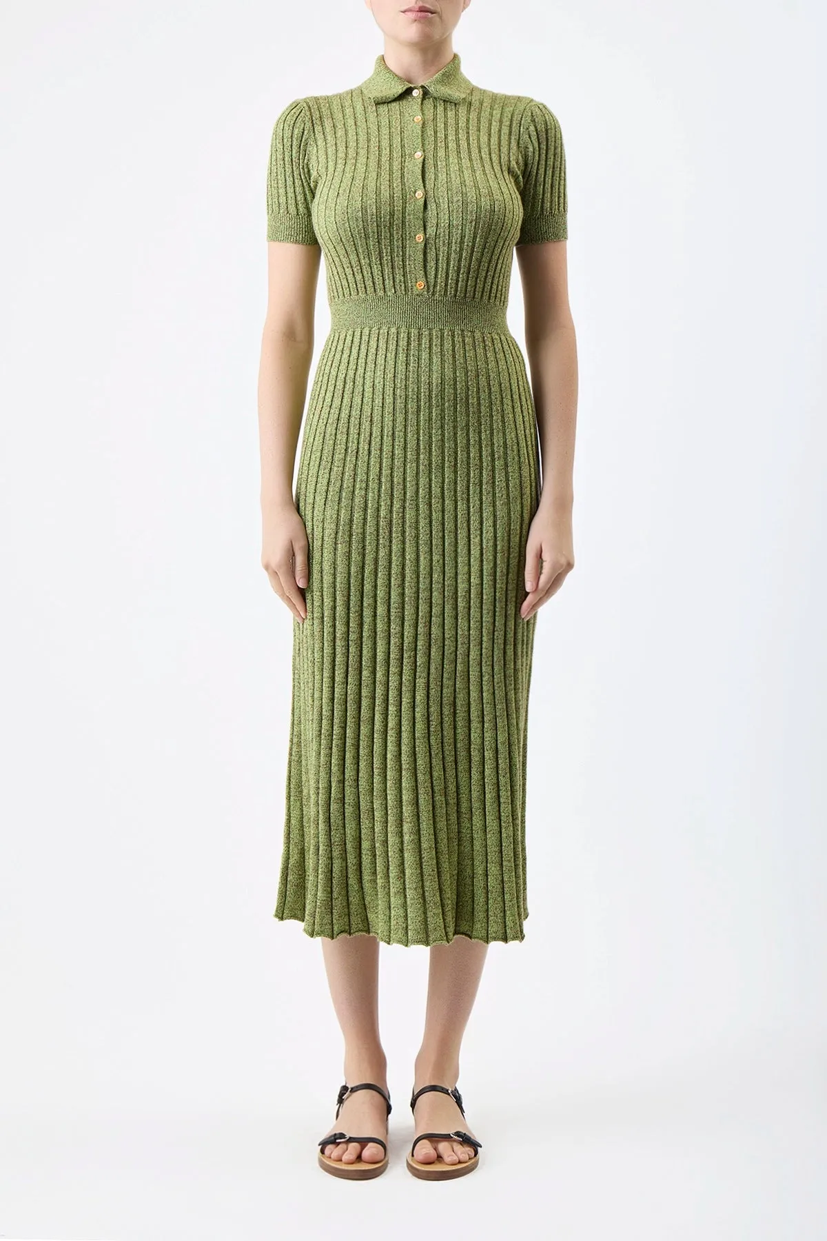 Avant Knit Dress in Green Multi Cashmere Silk