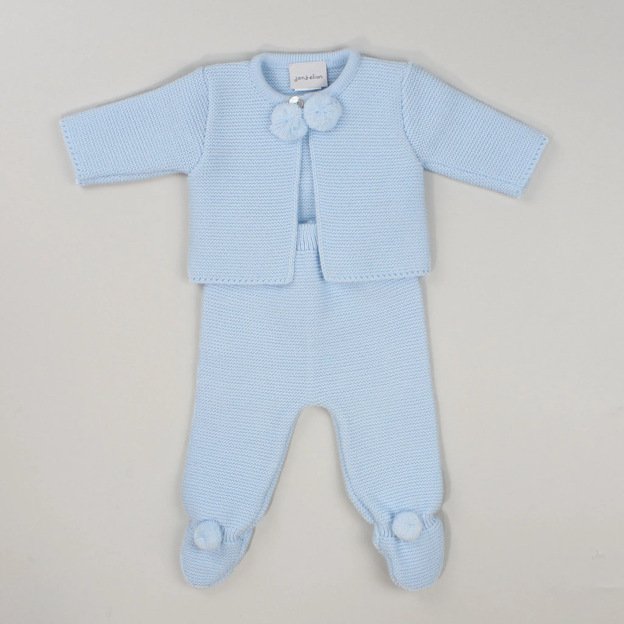 Baby Boys Blue Spanish Style Knitted Two Piece Outfit - Pram Set