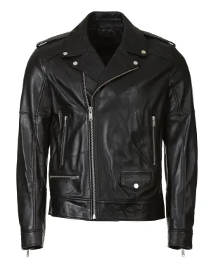 Biker Leather Jacket - Black