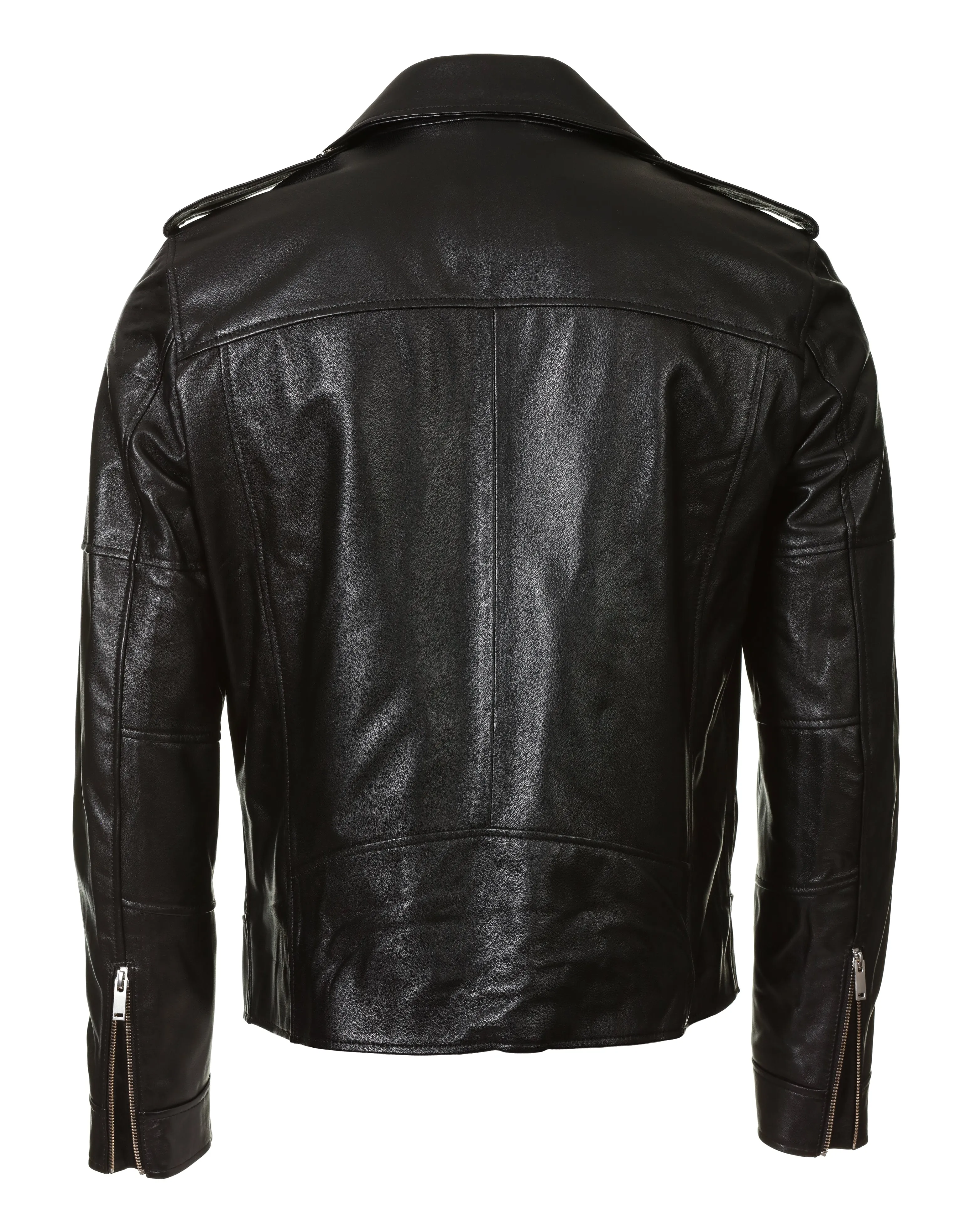 Biker Leather Jacket - Black