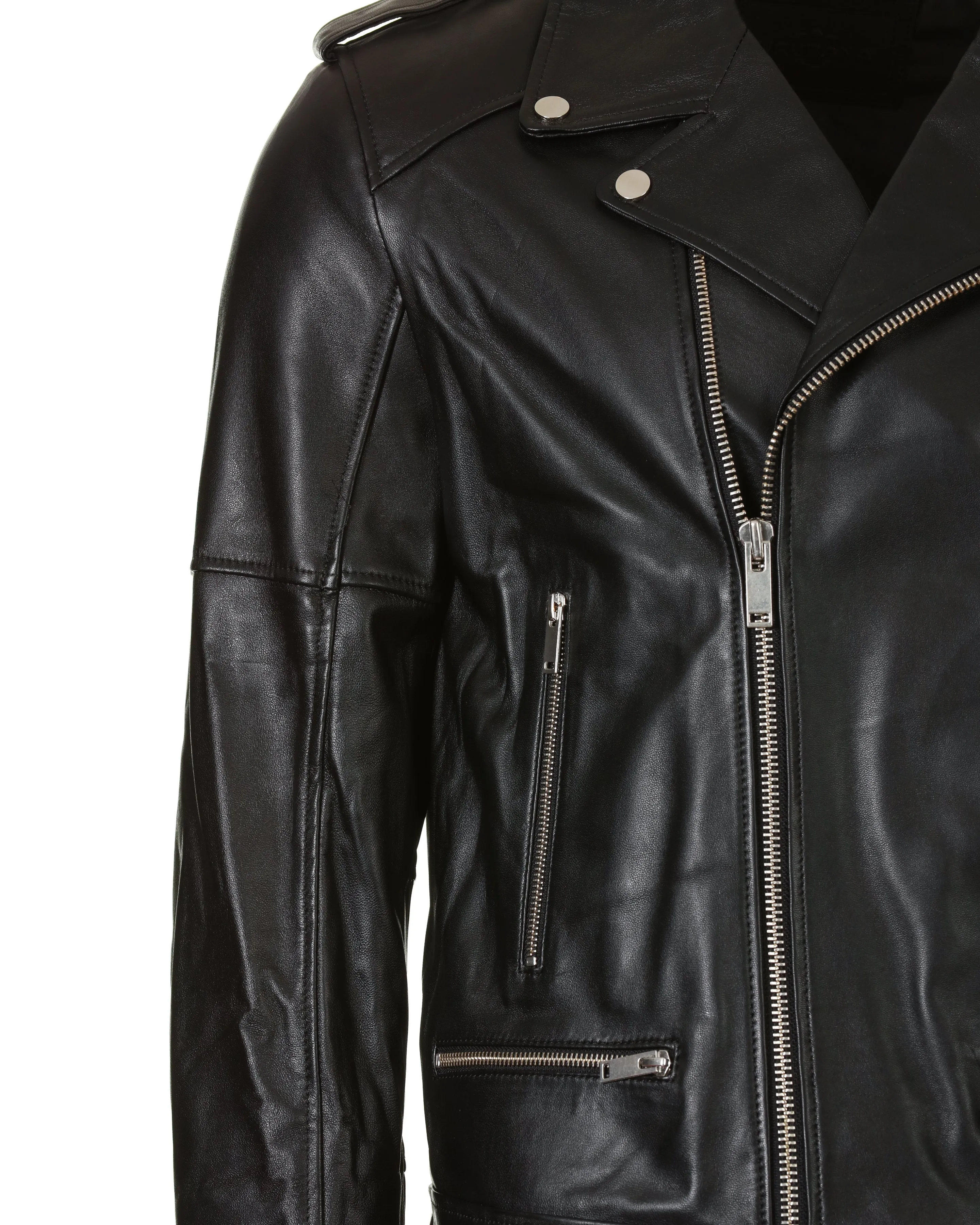 Biker Leather Jacket - Black