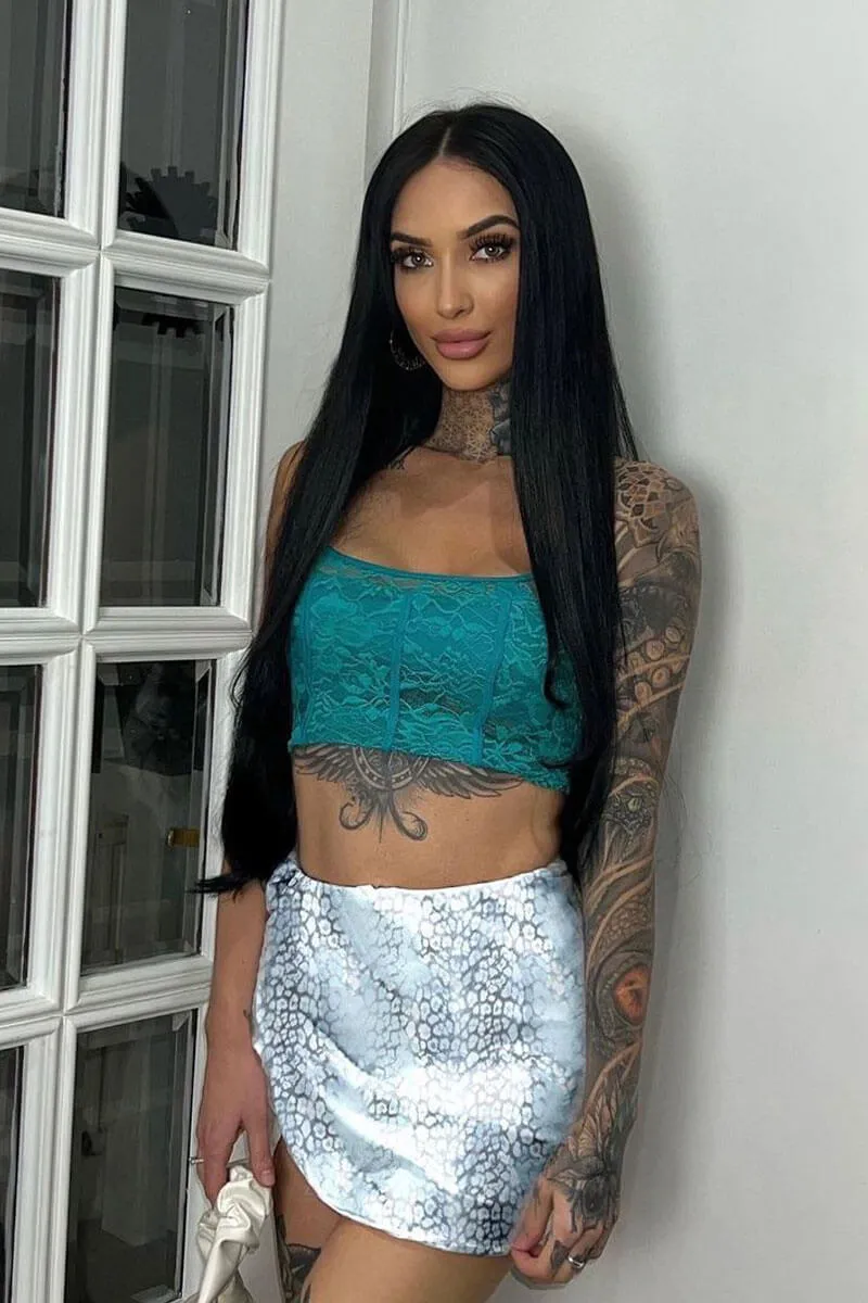 Blue Lace Corset Style Crop Top - Nicole