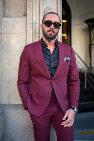 Bojoni Bath Slim Fit Burgundy Suit