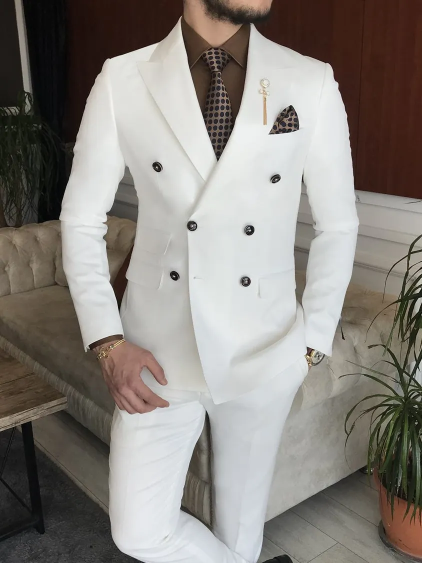 Bojoni Cagliari White Double Breasted Suit 2-Piece