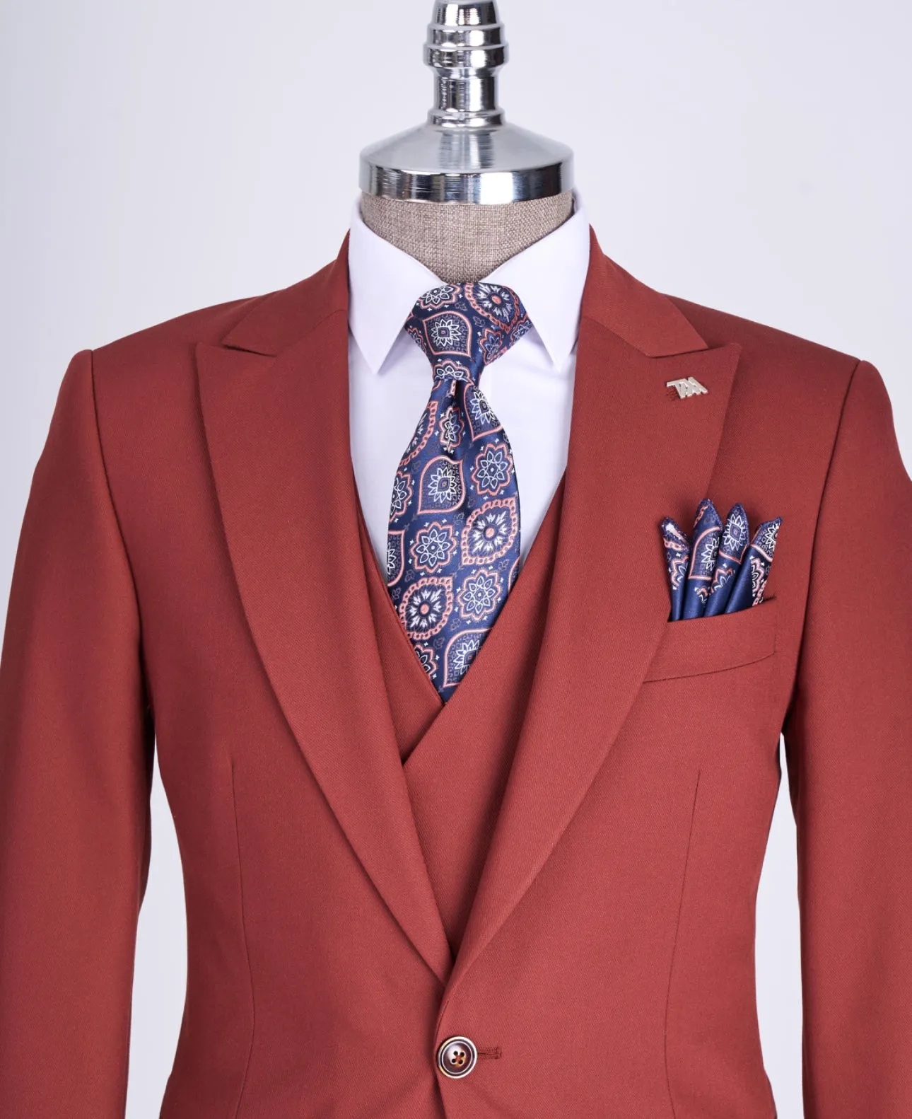 Bojoni Chicago Slim Fit Special Design Coral Suit