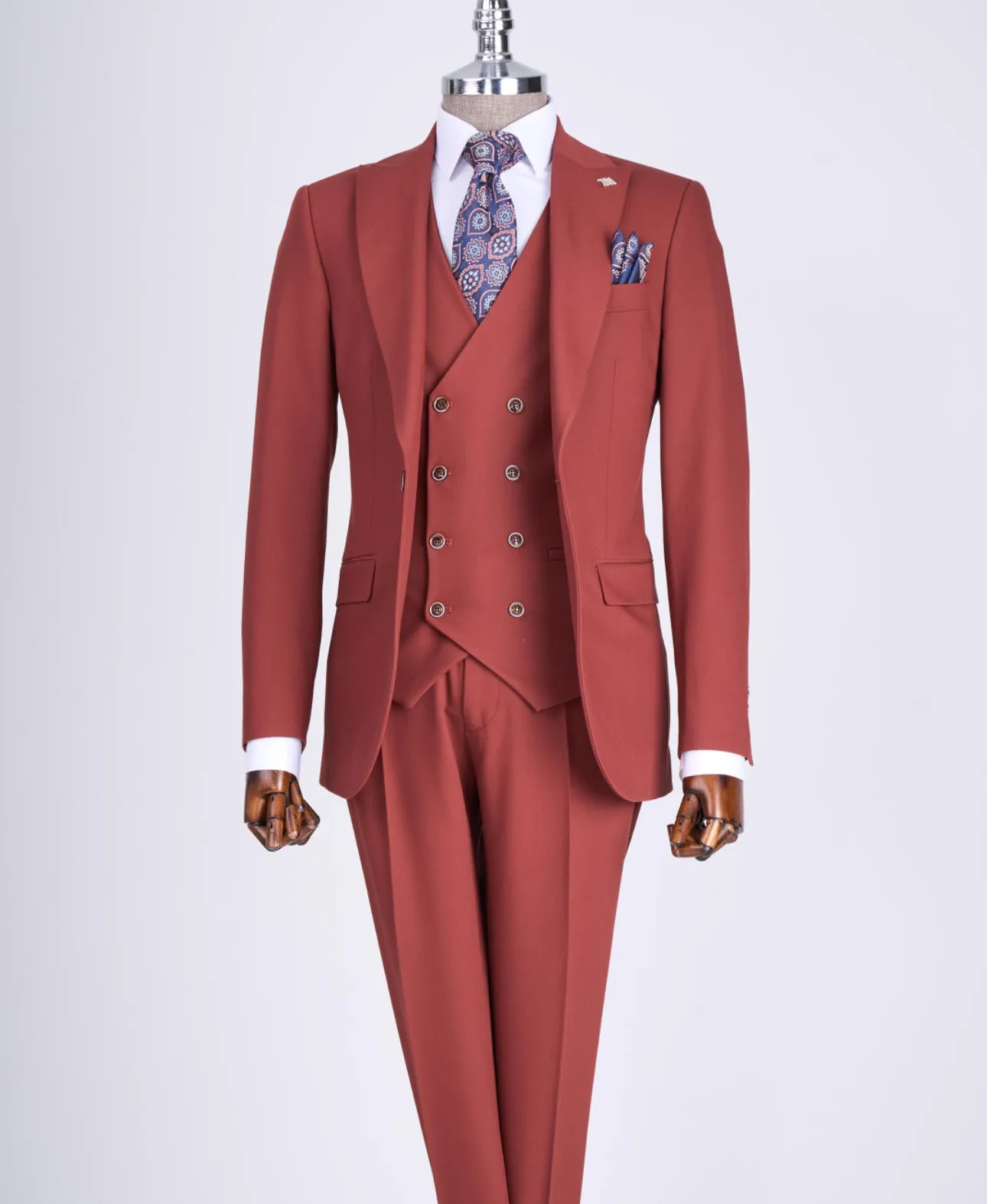 Bojoni Chicago Slim Fit Special Design Coral Suit