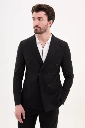 Bojoni Trivento Black Double Breasted  Classic Slim Fit Suit