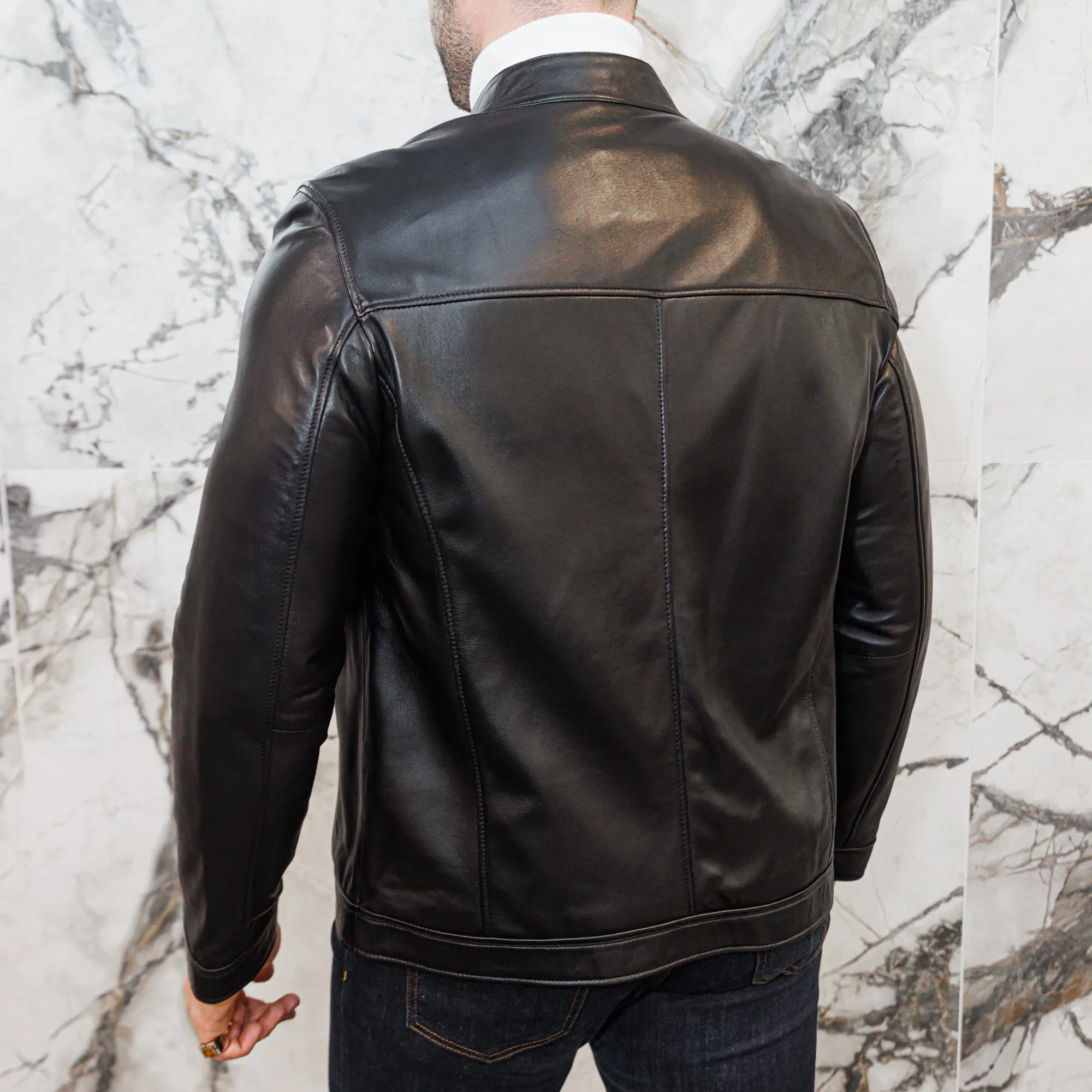 Bomber Leather Jacket - Black