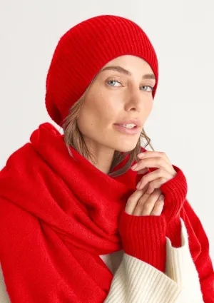 Cashmere Beanie in Postbox Red