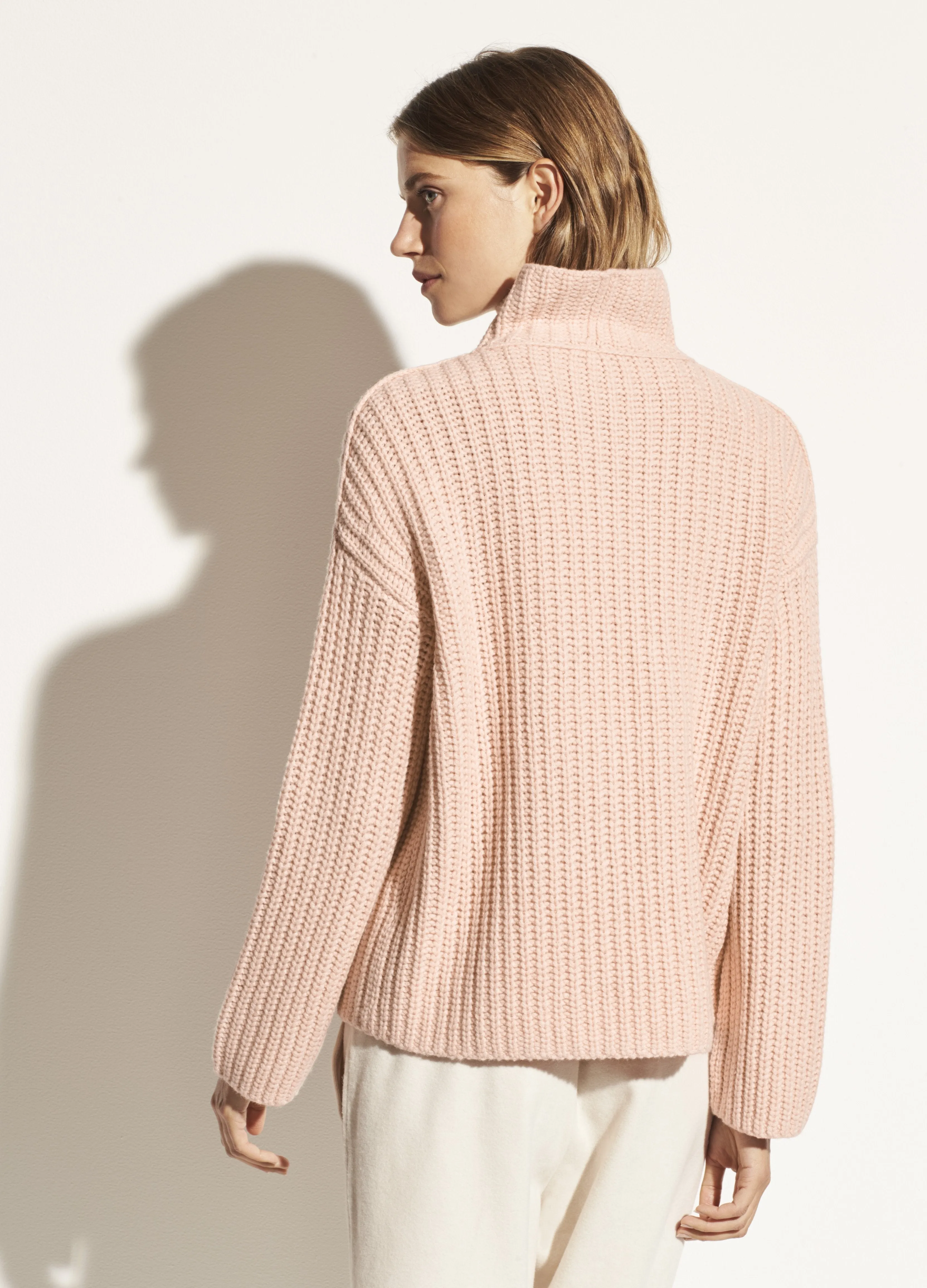 Chunky Ribbed Turtleneck in Peach Sorbet