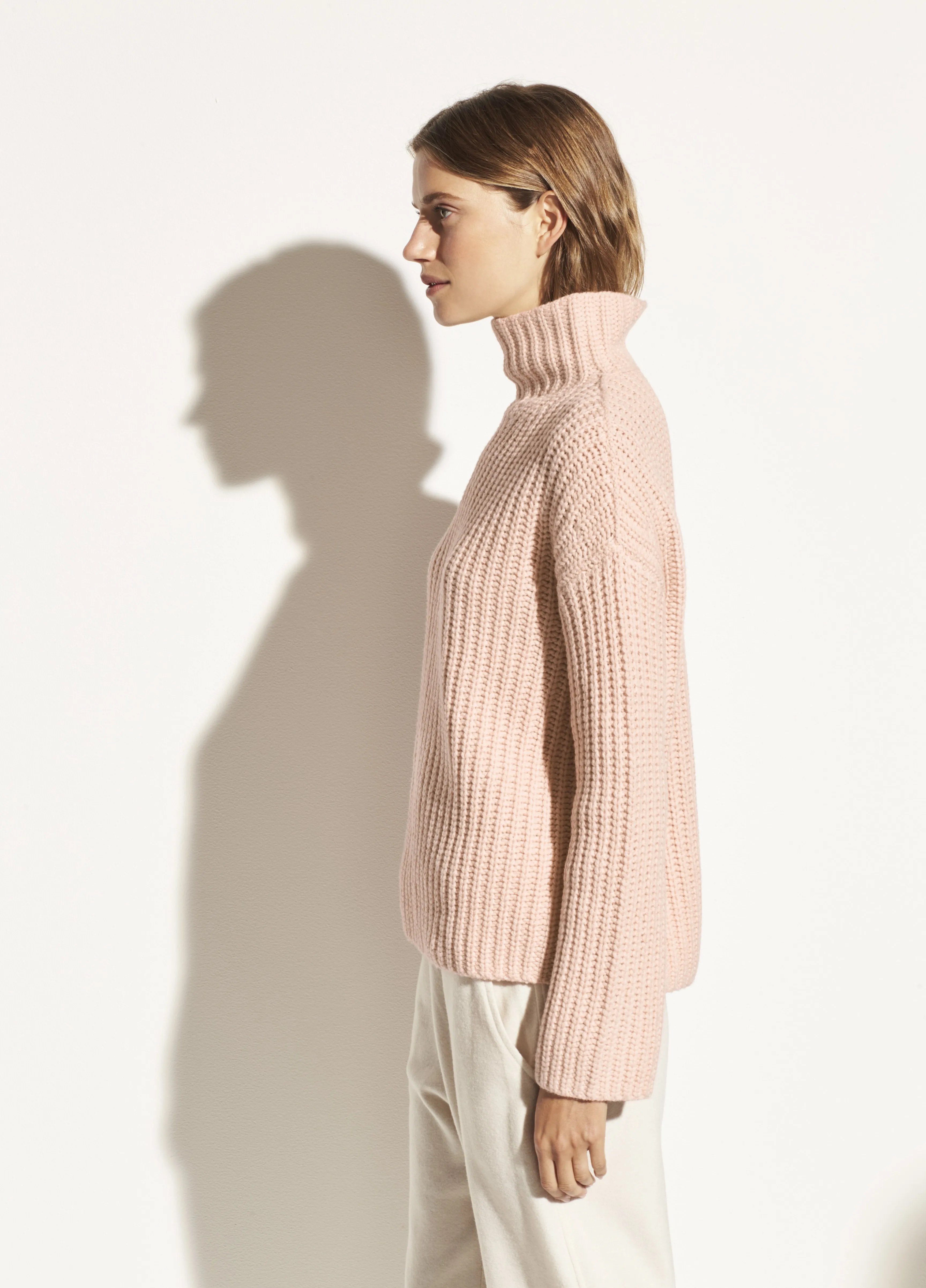 Chunky Ribbed Turtleneck in Peach Sorbet