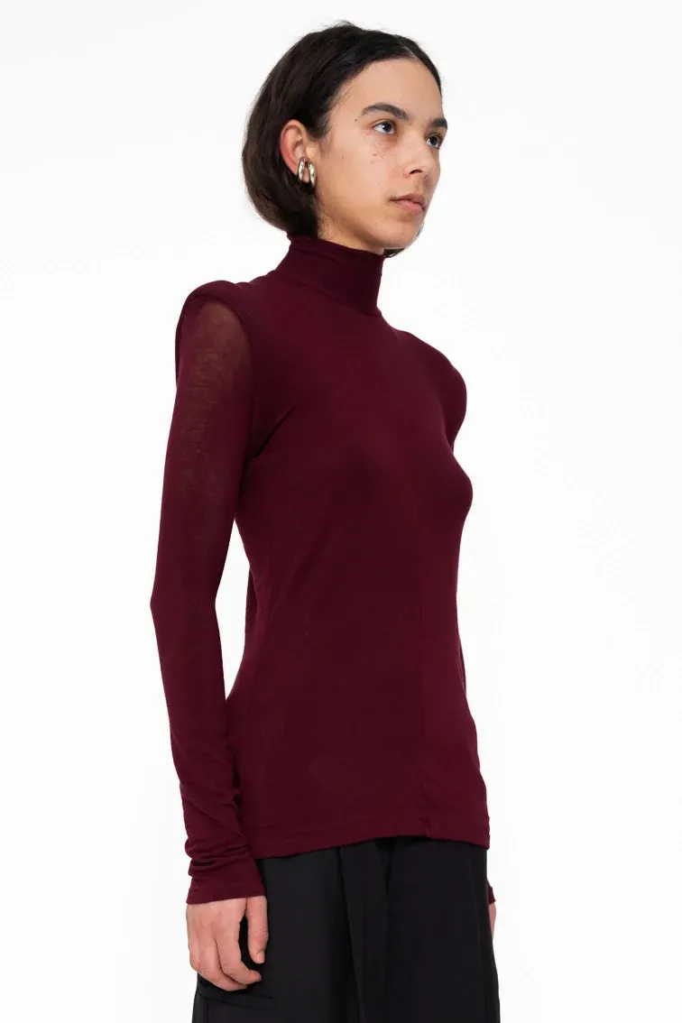 Circle Shoulder Turtleneck in Bordeaux by Melitta Baumeister