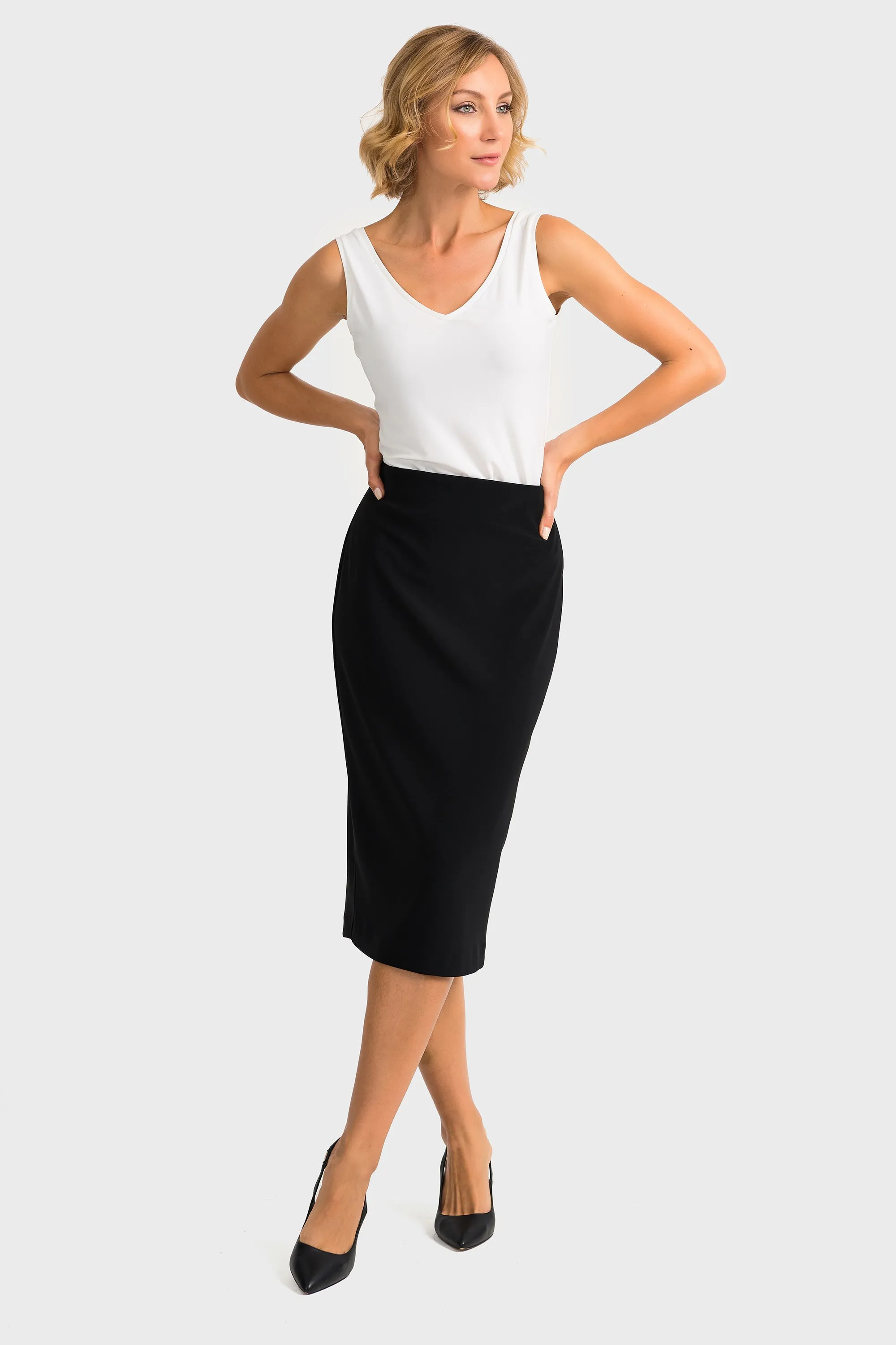 Classic Long Pencil Skirt 163083 in Black and Midnight Blue by Joseph Ribkoff