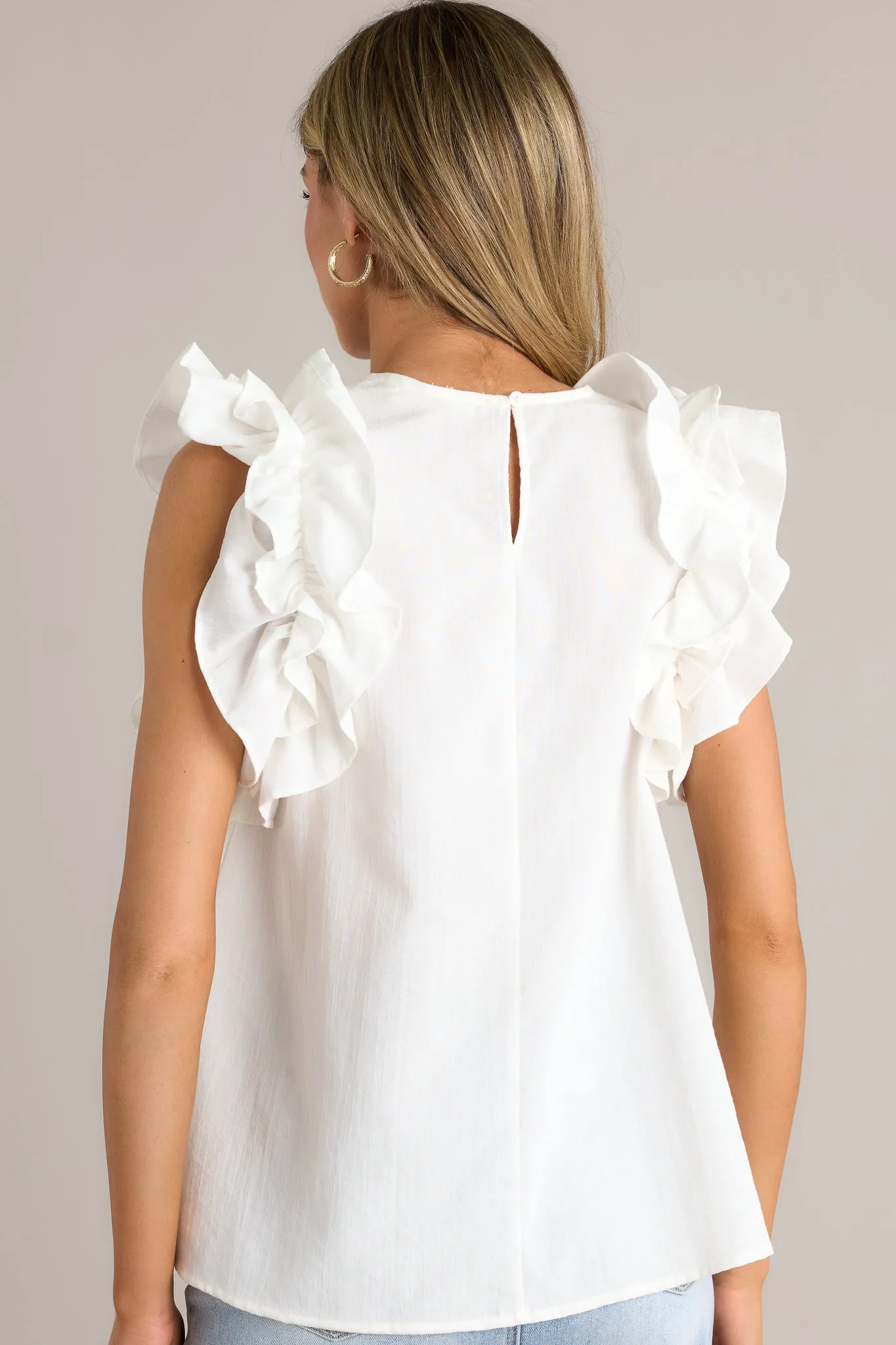 Dawn Of My Heart Ivory Ruffled Top