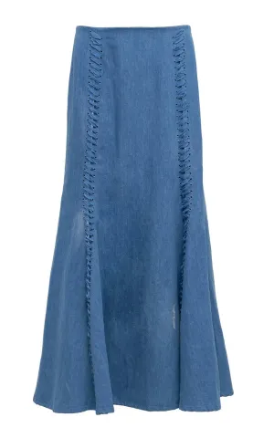 Dion Laces Maxi Skirt in Light Blue Recycled Cotton Linen