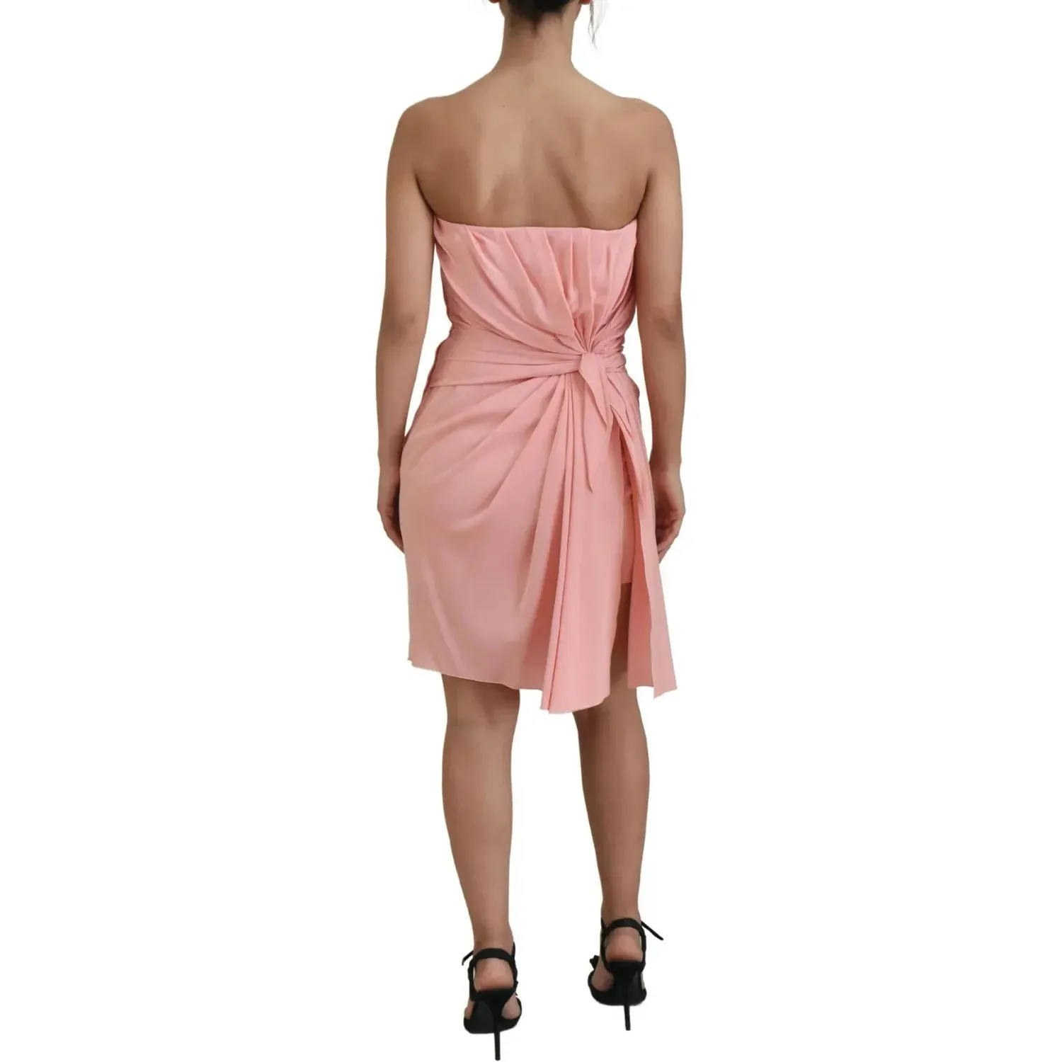 Dolce & Gabbana Pink Silk Stretch Strapless Sheath Dress