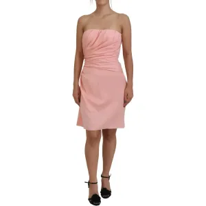 Dolce & Gabbana Pink Silk Stretch Strapless Sheath Dress