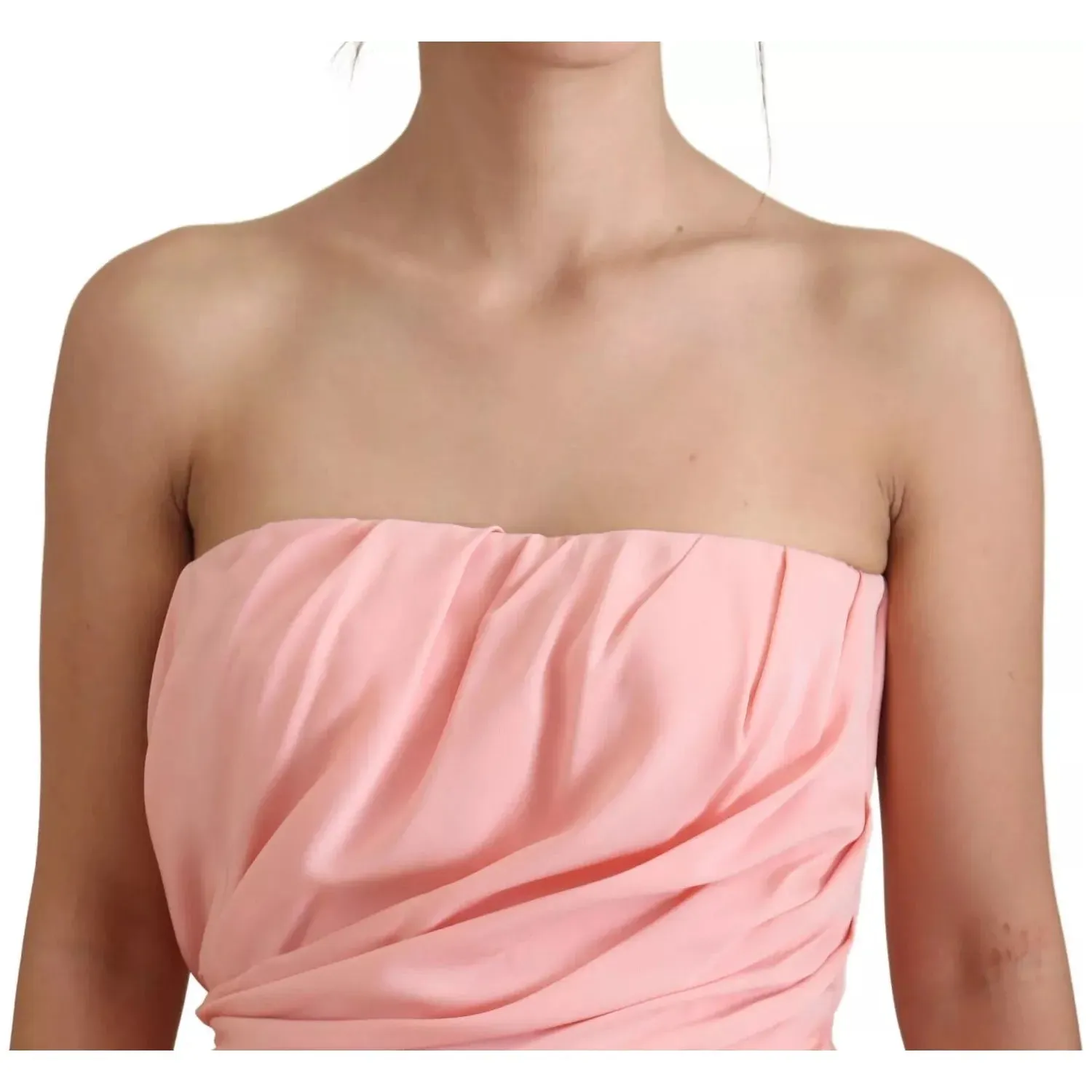 Dolce & Gabbana Pink Silk Stretch Strapless Sheath Dress