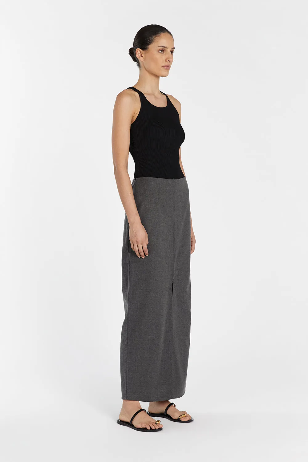 DREW CHARCOAL SPLIT MIDI SKIRT