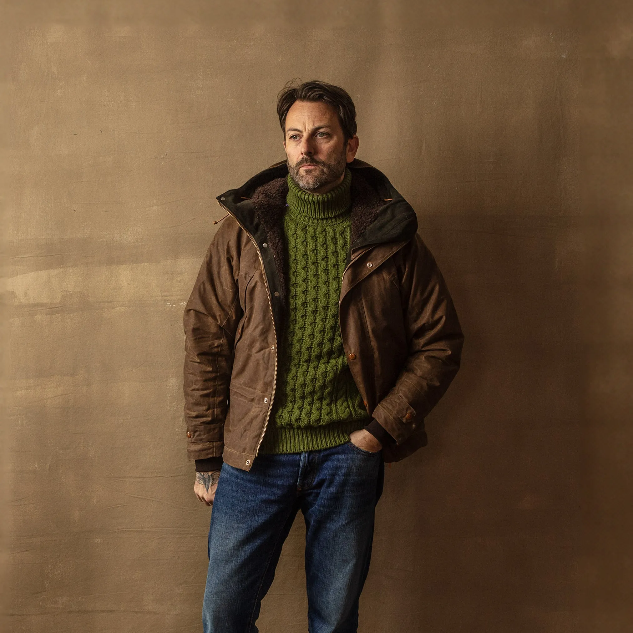 Fisherman Turtleneck in Moss