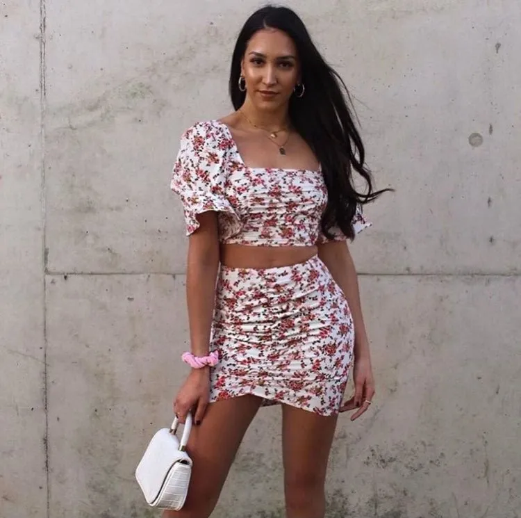 Floral Print Mini Skirt Co-Ord