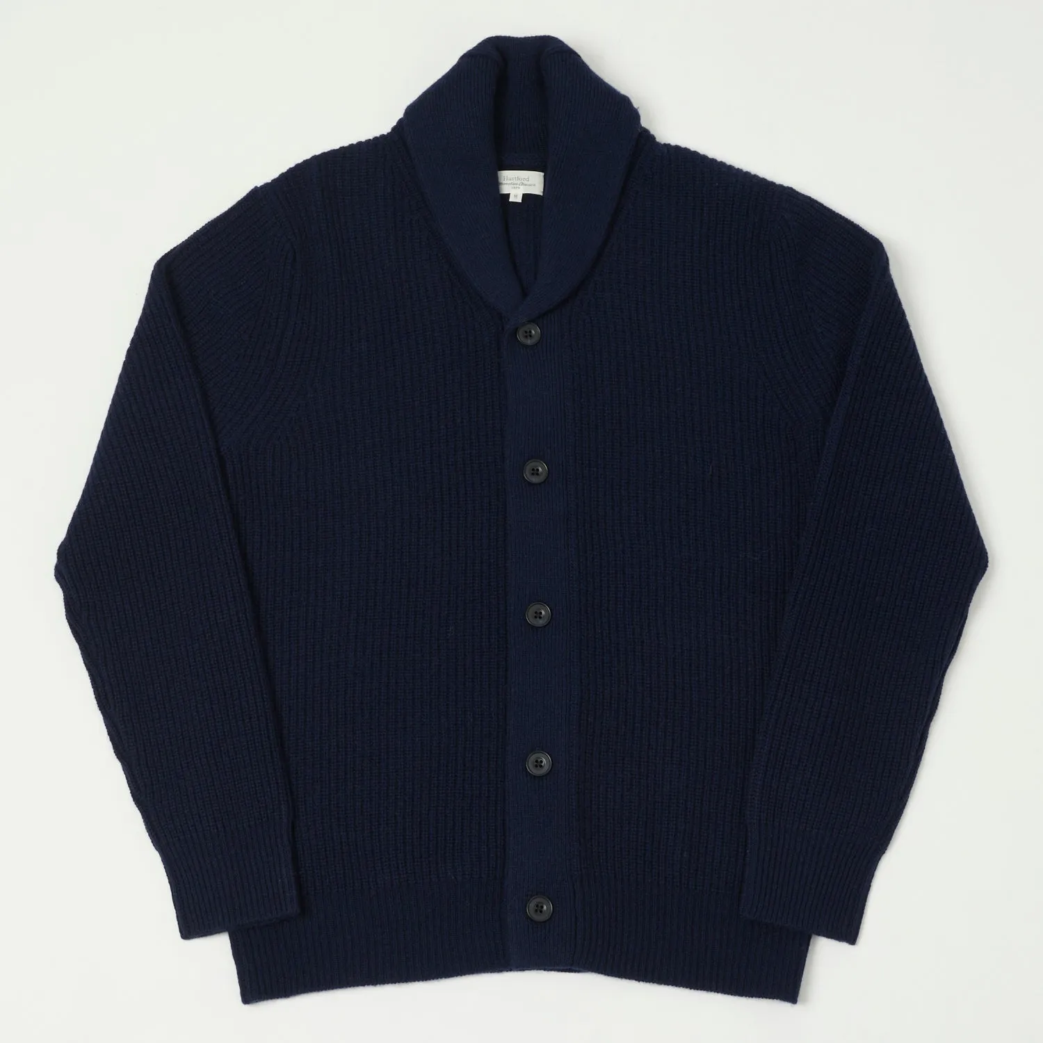 Hartford Cashmere Rib Cardigan - Navy