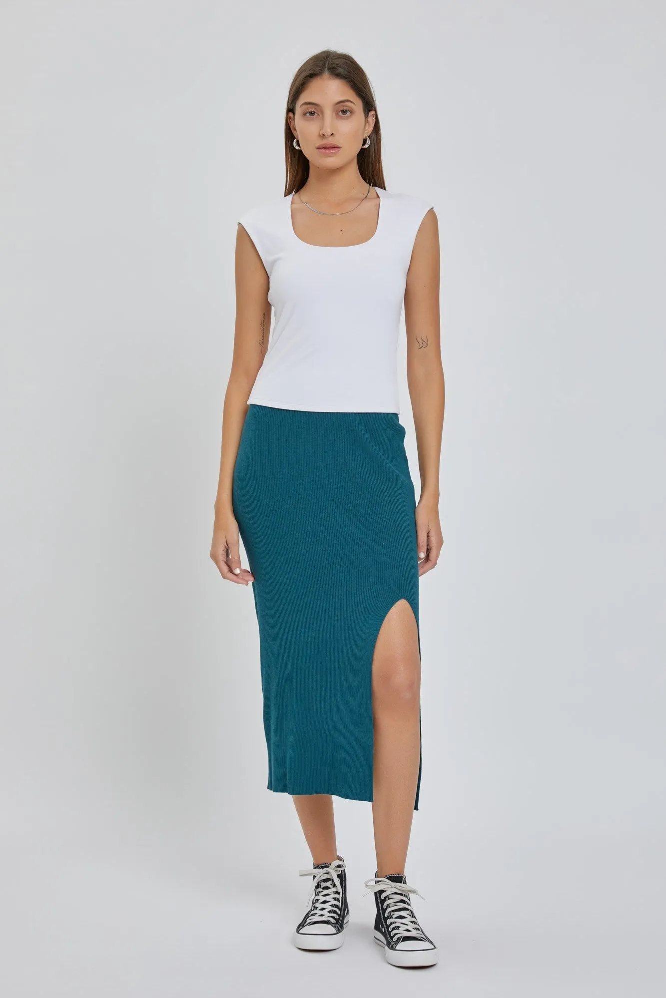 High Slit Midi Skirt