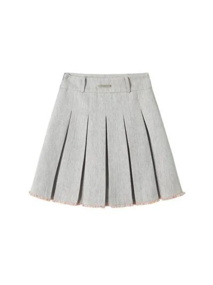 High-waisted lace pleated skirt 【s0000003362】