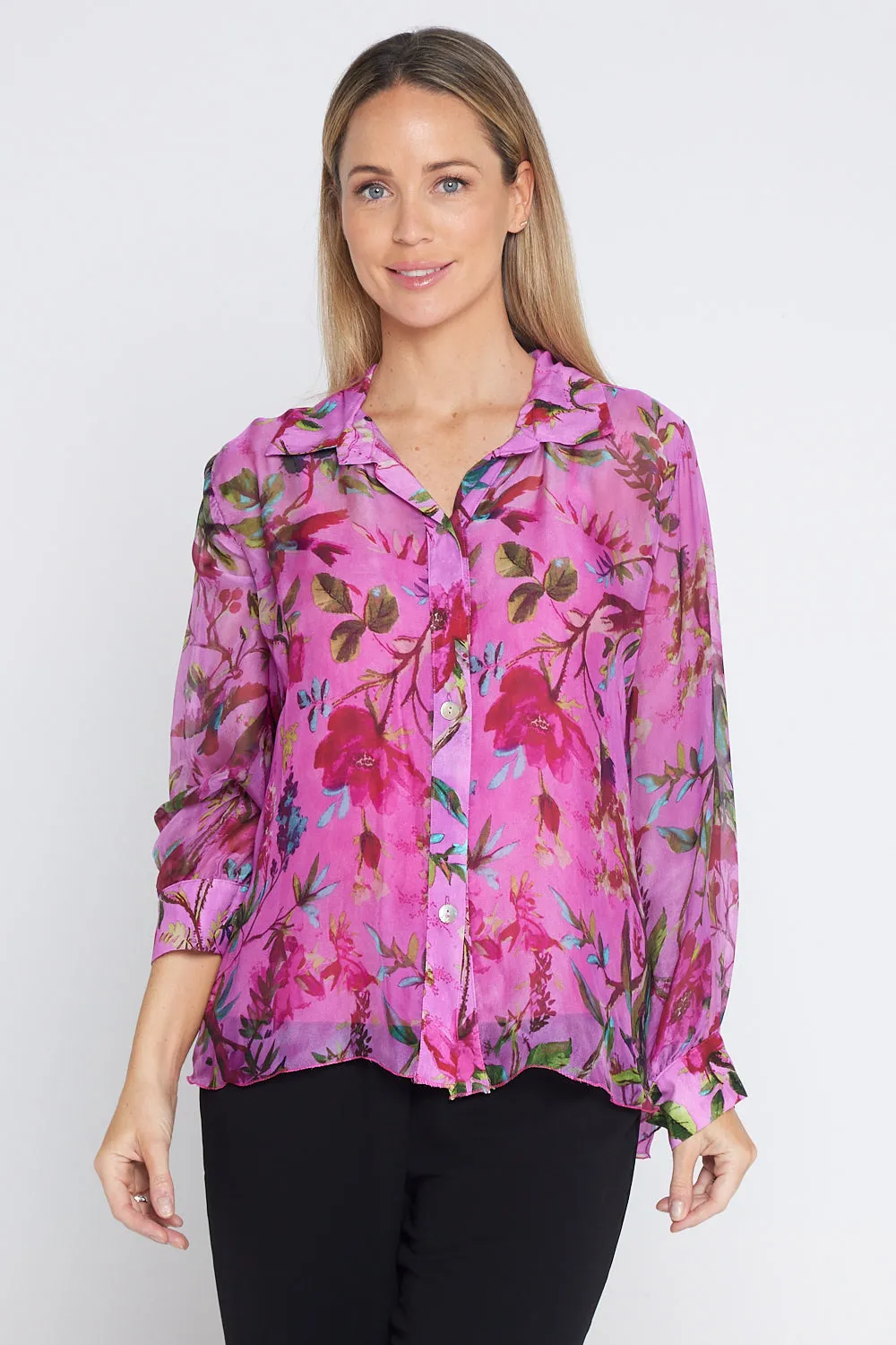 Imogen Silk Shirt - Hot Pink