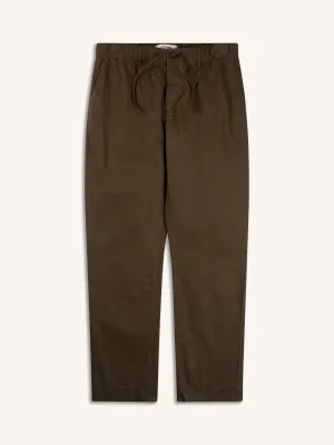 Inverness Trouser In Dark Olive Cotton Twill