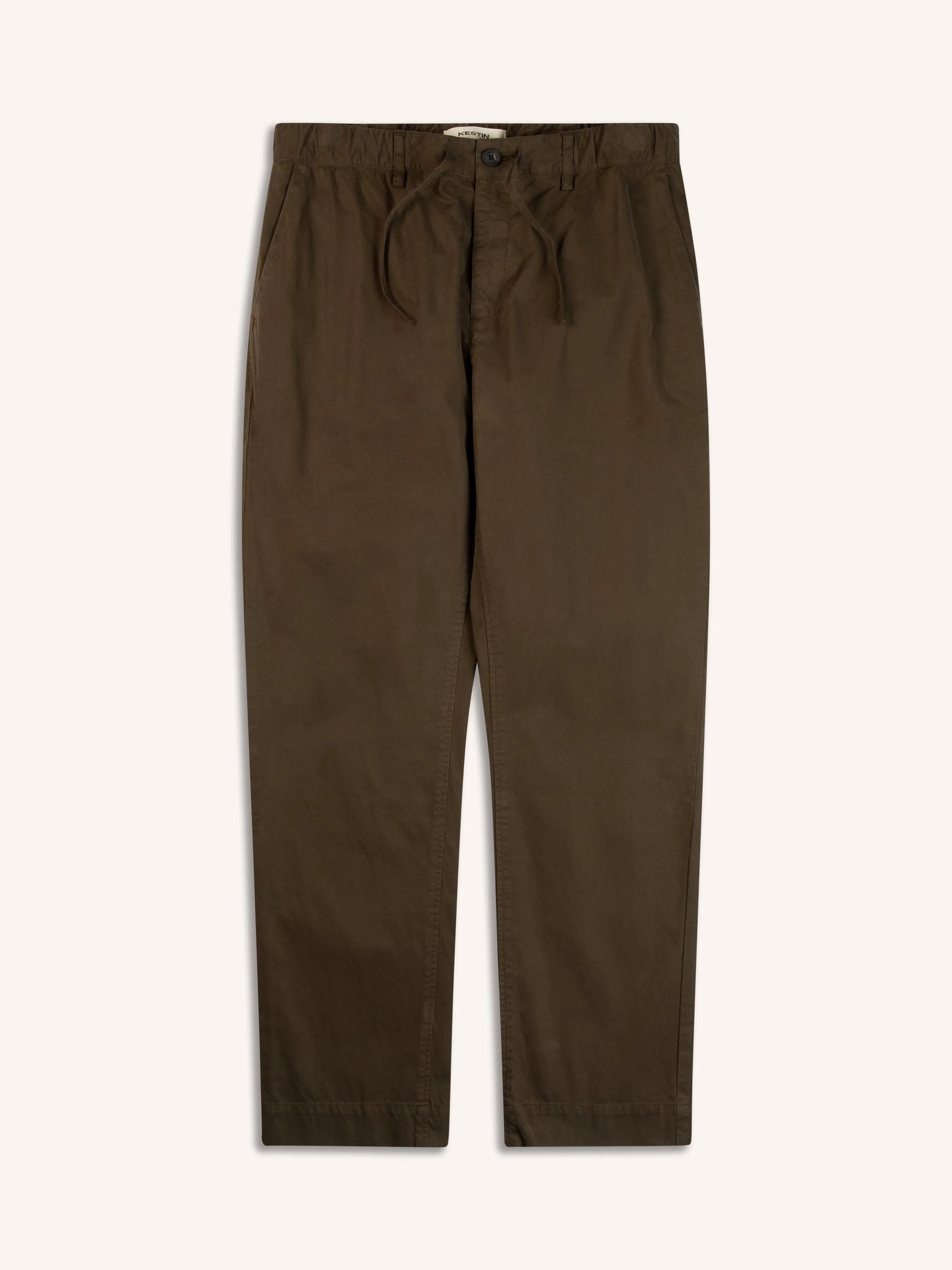 Inverness Trouser In Dark Olive Cotton Twill