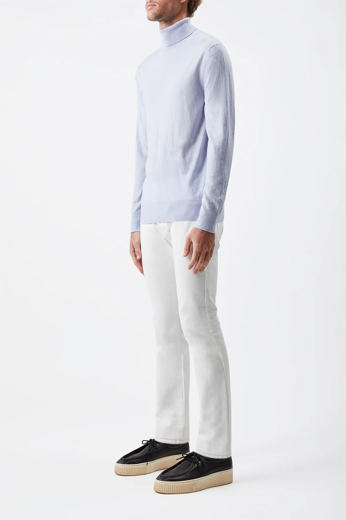 Jermaine Knit Turtleneck in Halogen Blue Merino Wool