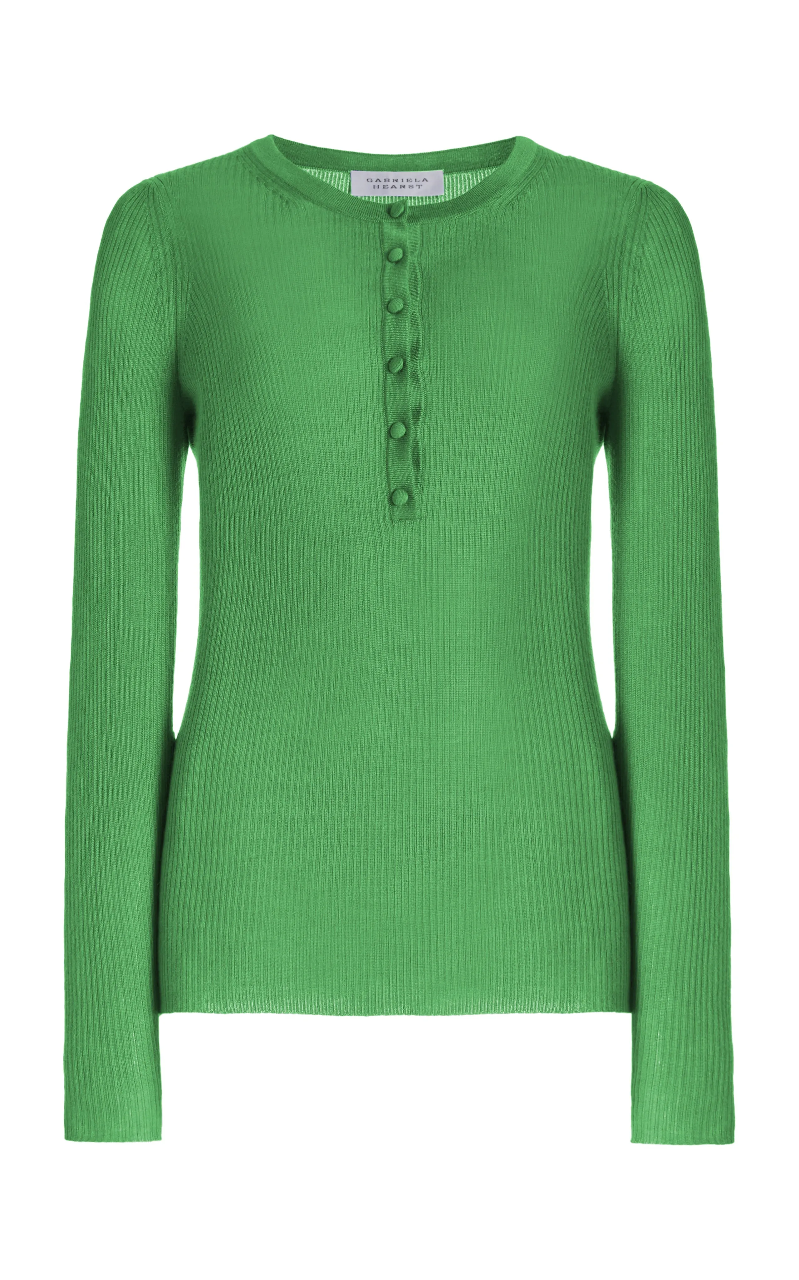 Julian Knit Henley in Peridot Green Cashmere Silk