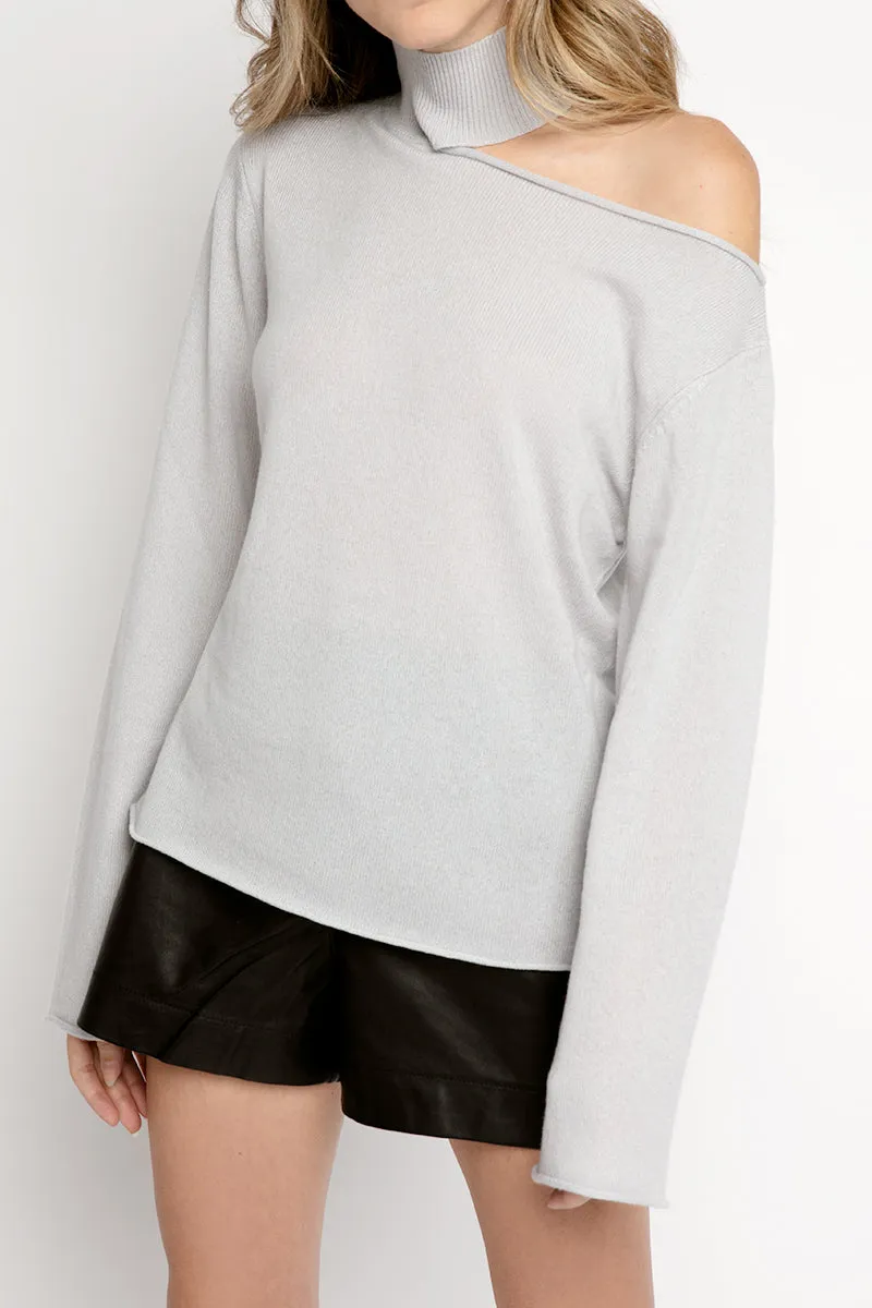 Langley Cut Out Cashmere Sweater in Lead Crystal