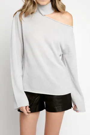 Langley Cut Out Cashmere Sweater in Lead Crystal