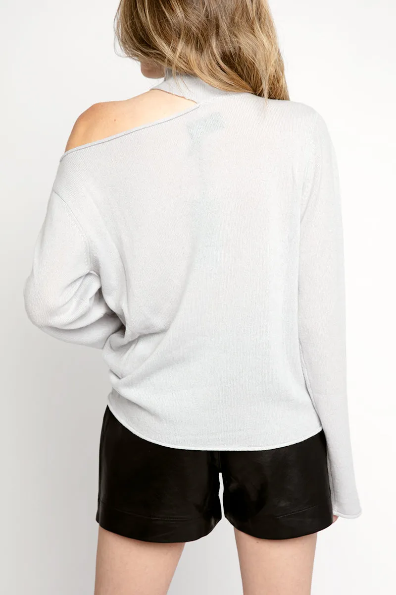 Langley Cut Out Cashmere Sweater in Lead Crystal