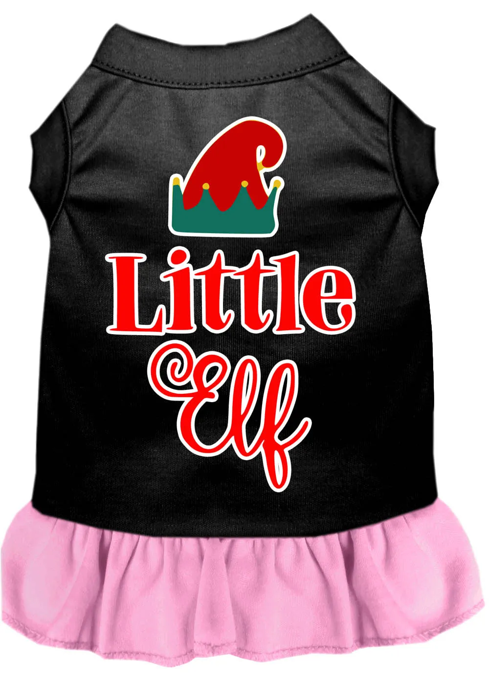 Little Elf Screen Print Dog Dress Black With Light Pink Xxl