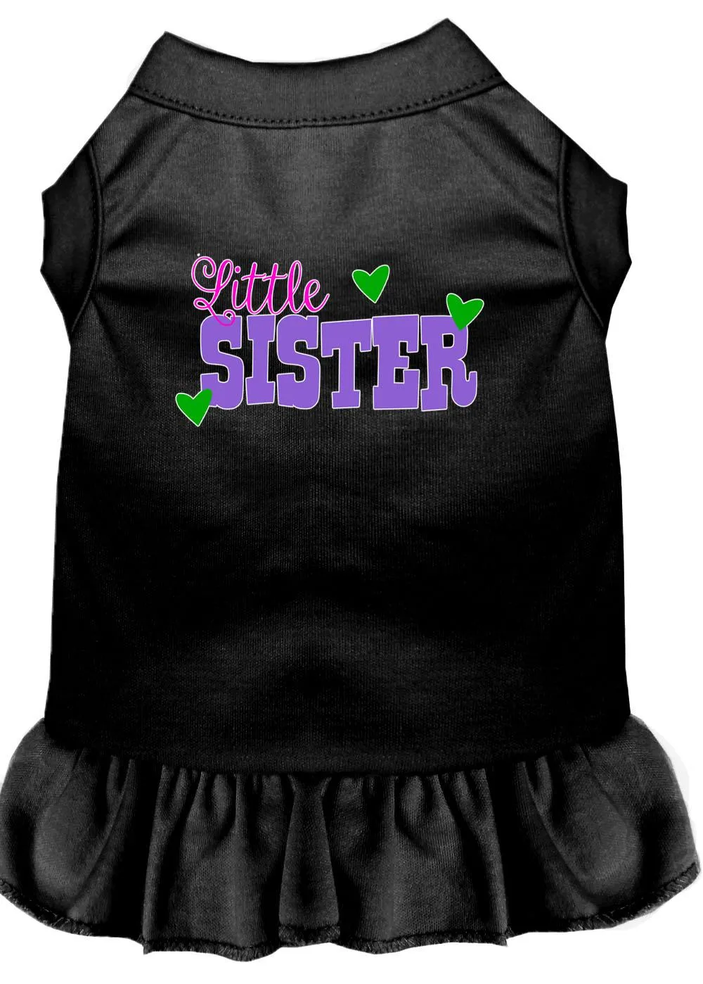 Little Sister Screen Print Dog Dress Black Sm