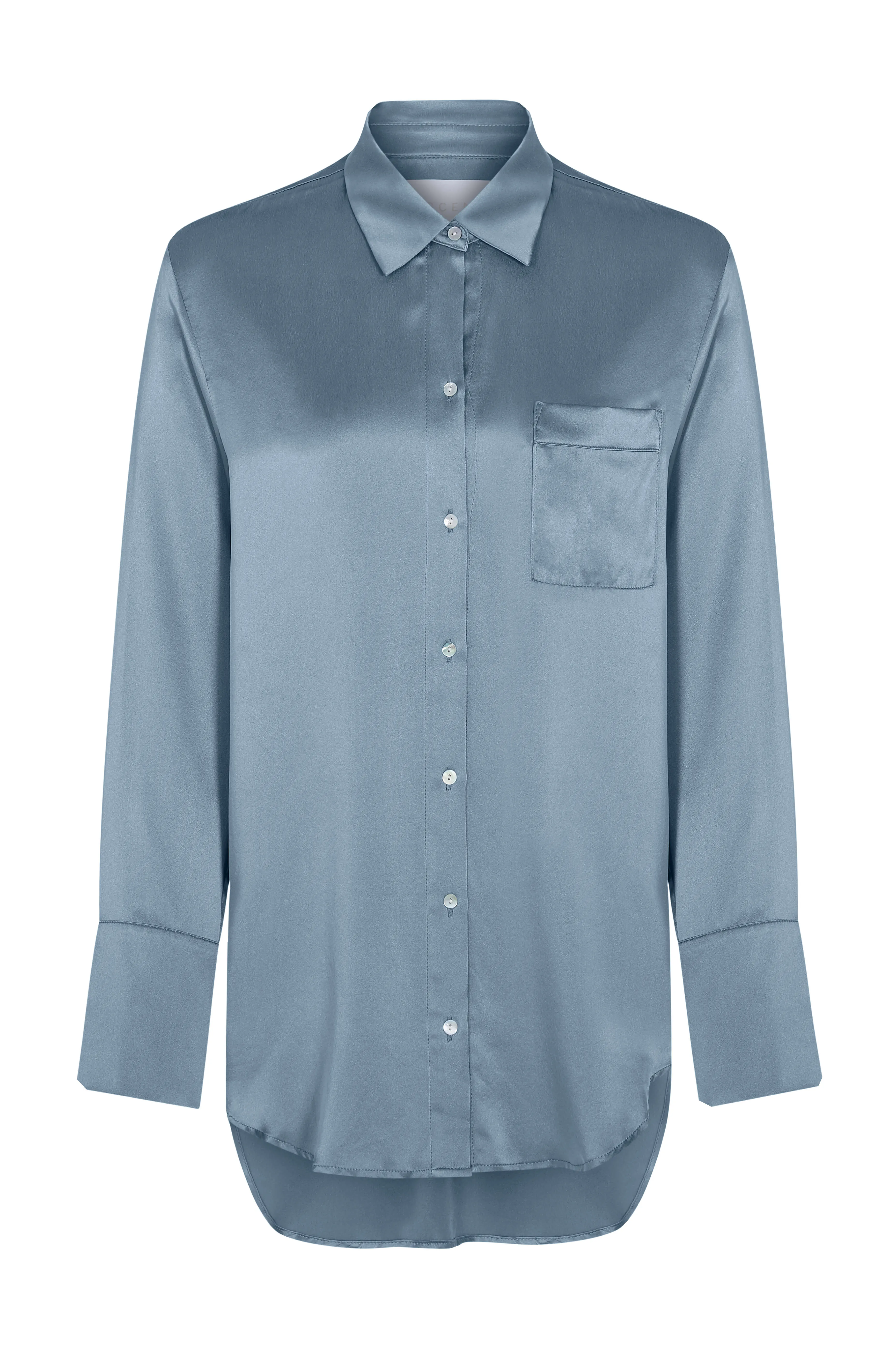 London Pyjama Top Dust Blue Silk