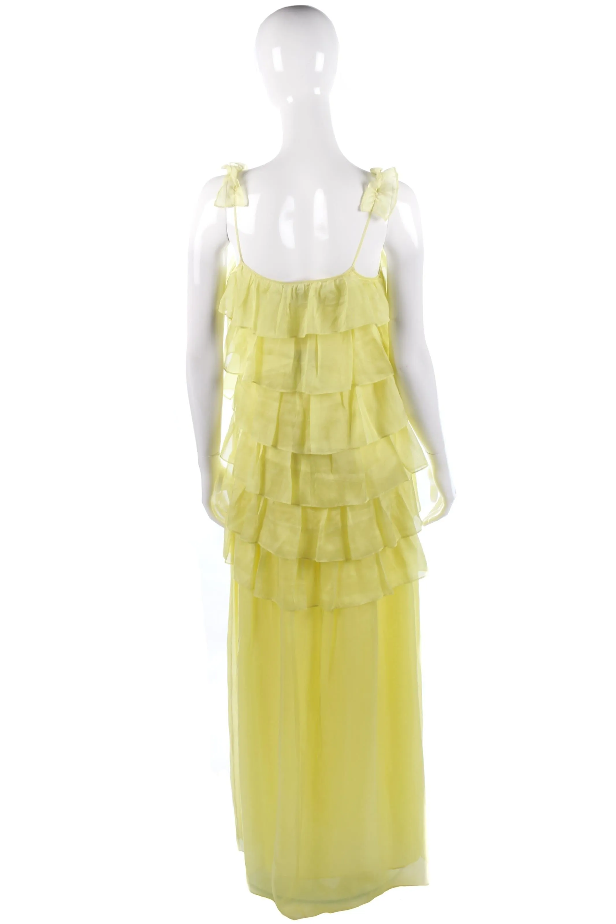 Long yellow silk ruffle dress yellow size 8/10