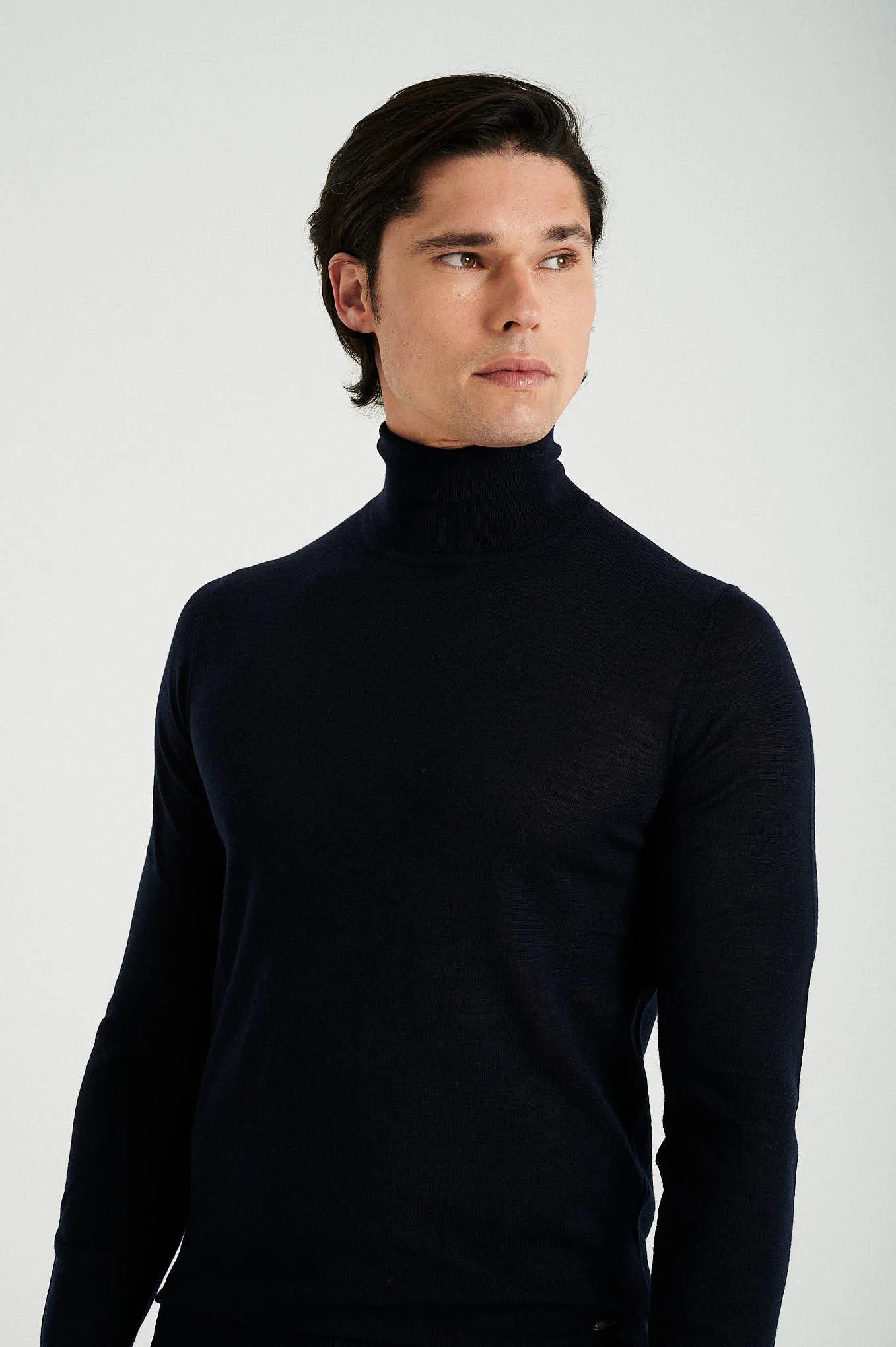 Men's extrafine merino wool turtleneck sweater