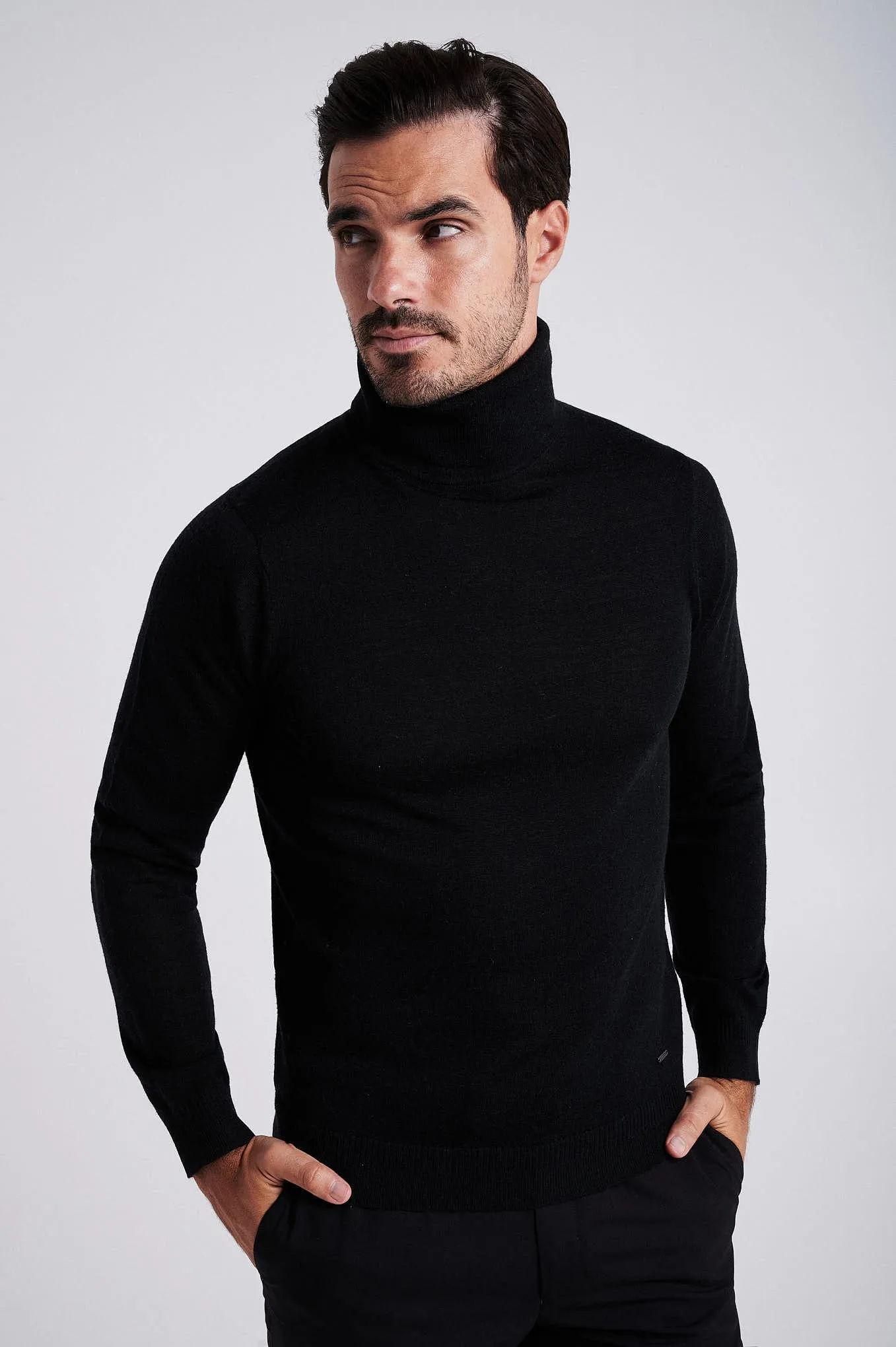 Men's extrafine merino wool turtleneck sweater